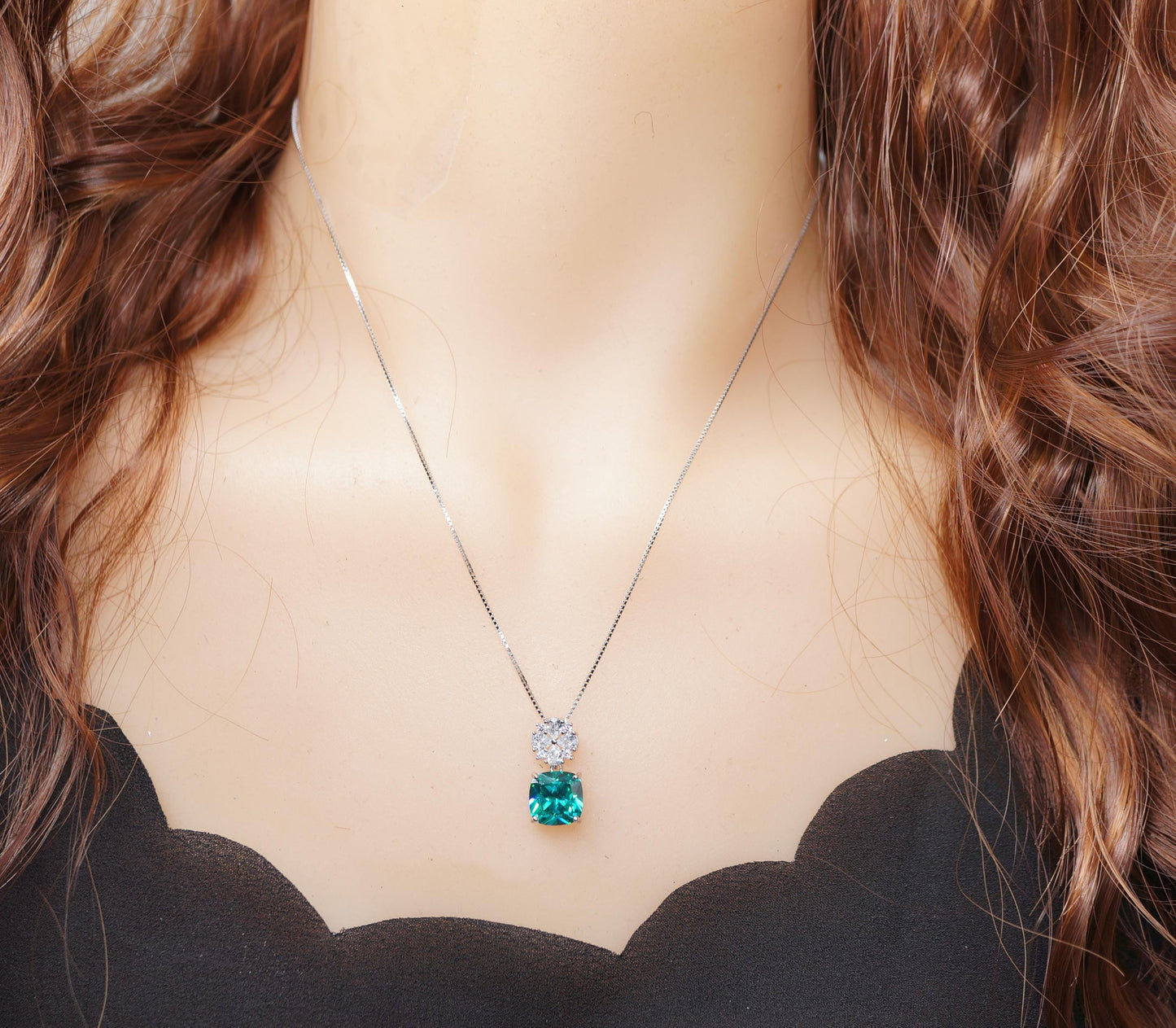 Paraiba Blue Tourmaline Necklace, Cushion Cut Gemstone Pendant, Sterling Silver Gold Plated Jewelry, Unique Gift for Her, Neon Blue 1144