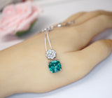 Paraiba Blue Tourmaline Necklace, Cushion Cut Gemstone Pendant, Sterling Silver Gold Plated Jewelry, Unique Gift for Her, Neon Blue 1144