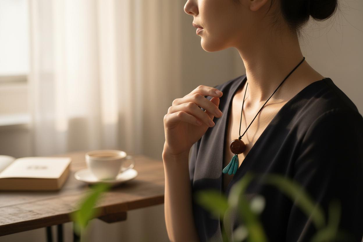 Red Jasper & Turquoise Totem Necklace, 20mm Large Bead Jewelry, Carved Chunky turquoise Pendant, 30" Adjustable Leather #2077