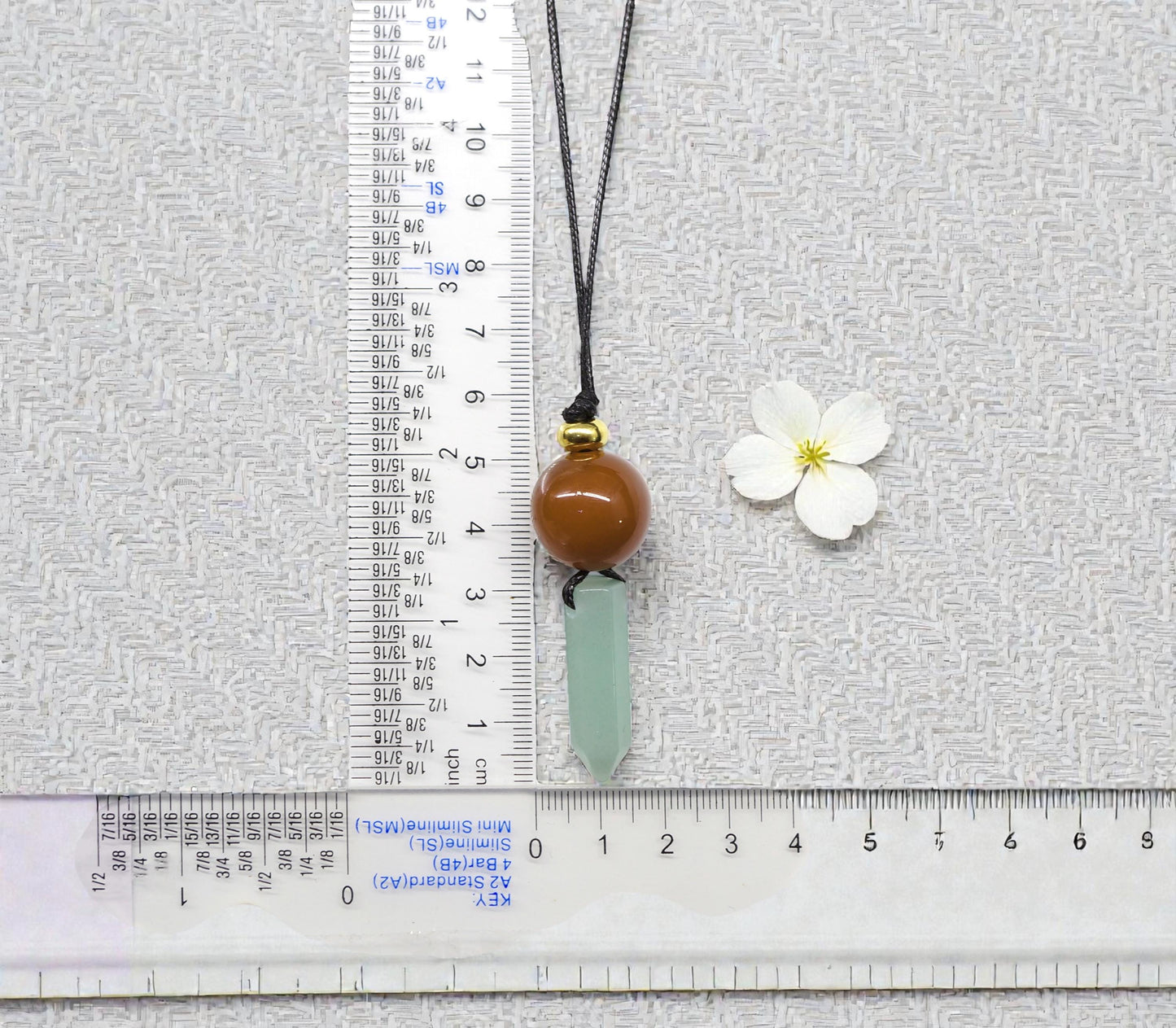 Green Aventurine & Red Carnelian Necklace, Natural Crystal Point Chunky Pendant, Adjustable Leather Cord, Energy Healing Jewelry #2071