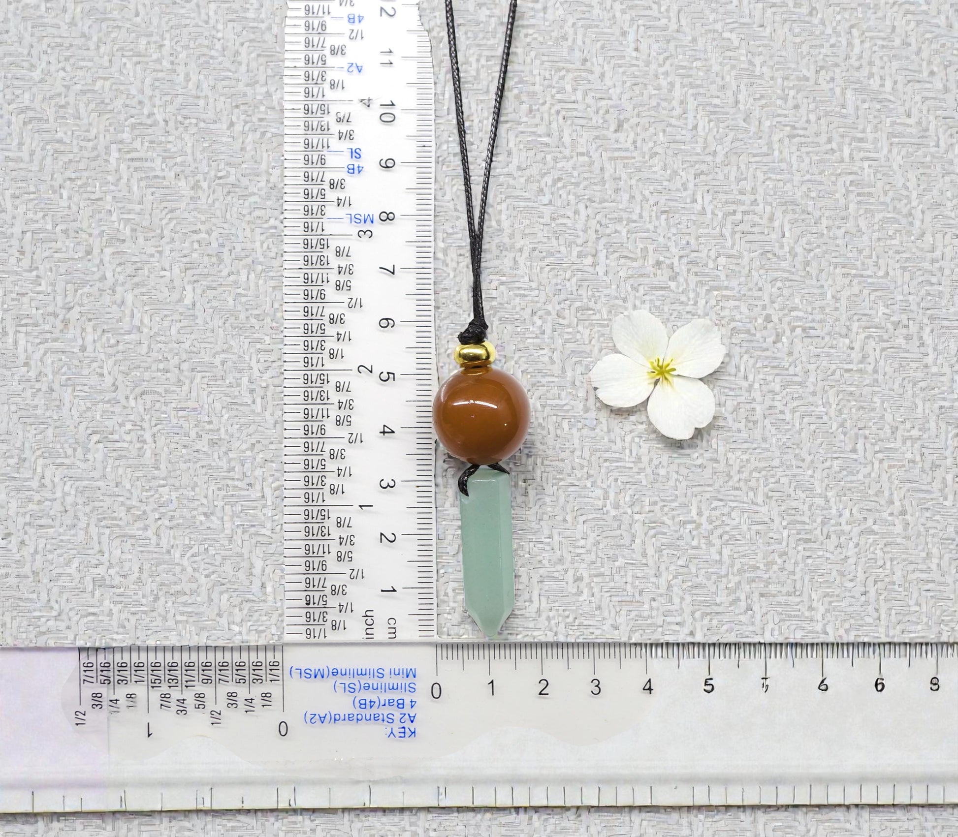 Green Aventurine & Red Carnelian Necklace, Natural Crystal Point Chunky Pendant, Adjustable Leather Cord, Energy Healing Jewelry #2071