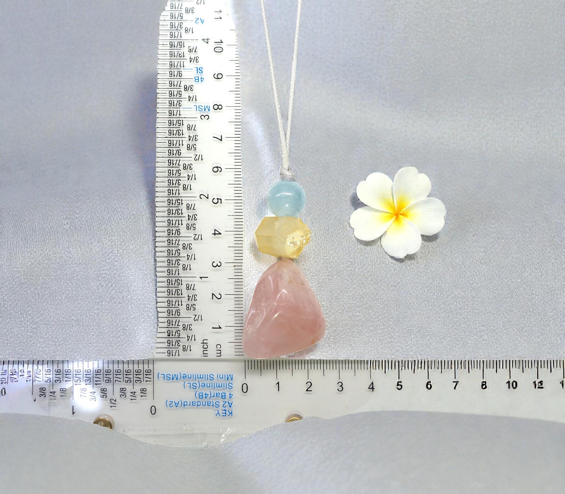 Rose Quartz Aquamarine Necklace, Natural Pink Crystal Chunky Pendant, Chunky Zen Gold Aura Accents, Adjustable Cord, Heart Energy #2069