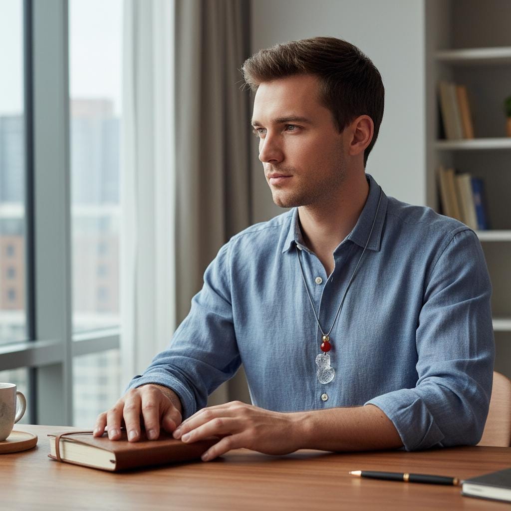 Carved Clear Quartz PiXiu Necklace, Chunky Geometric Brave Troops Amulet, Protection Talisman, adjustable leather cord