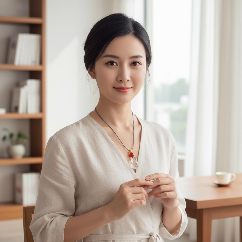 Carved Clear Quartz PiXiu Necklace, Chunky Geometric Brave Troops Amulet, Protection Talisman, adjustable leather cord