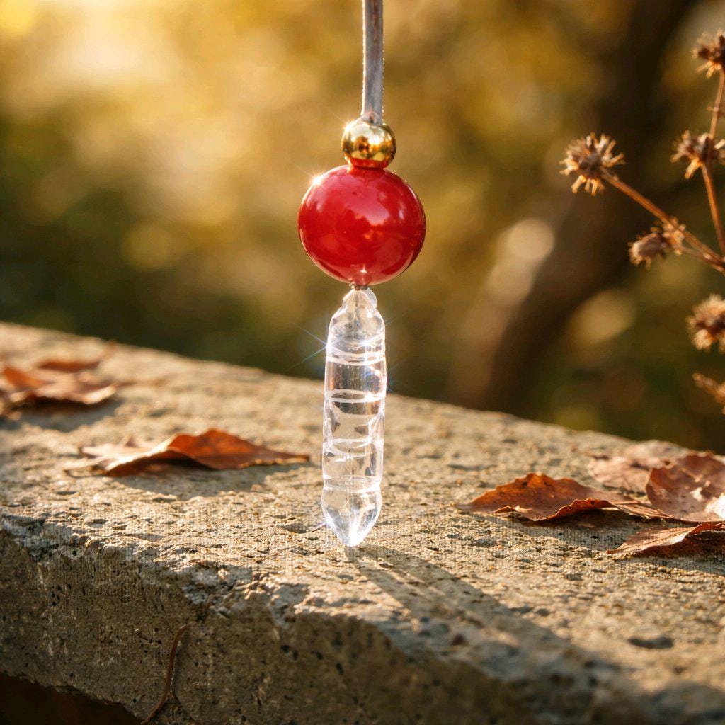 Clear Quartz Necklace Crystal Pen Point Pendant, Red Carnelian Natural Gemstone Chunky Geometric Jewelry, Adjustable Leather Cord