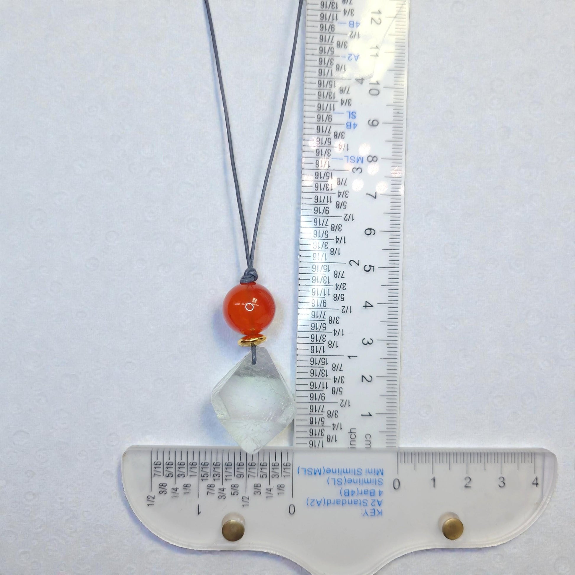 Fluorite Necklace Red Carnelian Pendant Geometric Chunky Crystal Jewelry for Women, Adjustable Leather Cord Birthstone Gift for Her