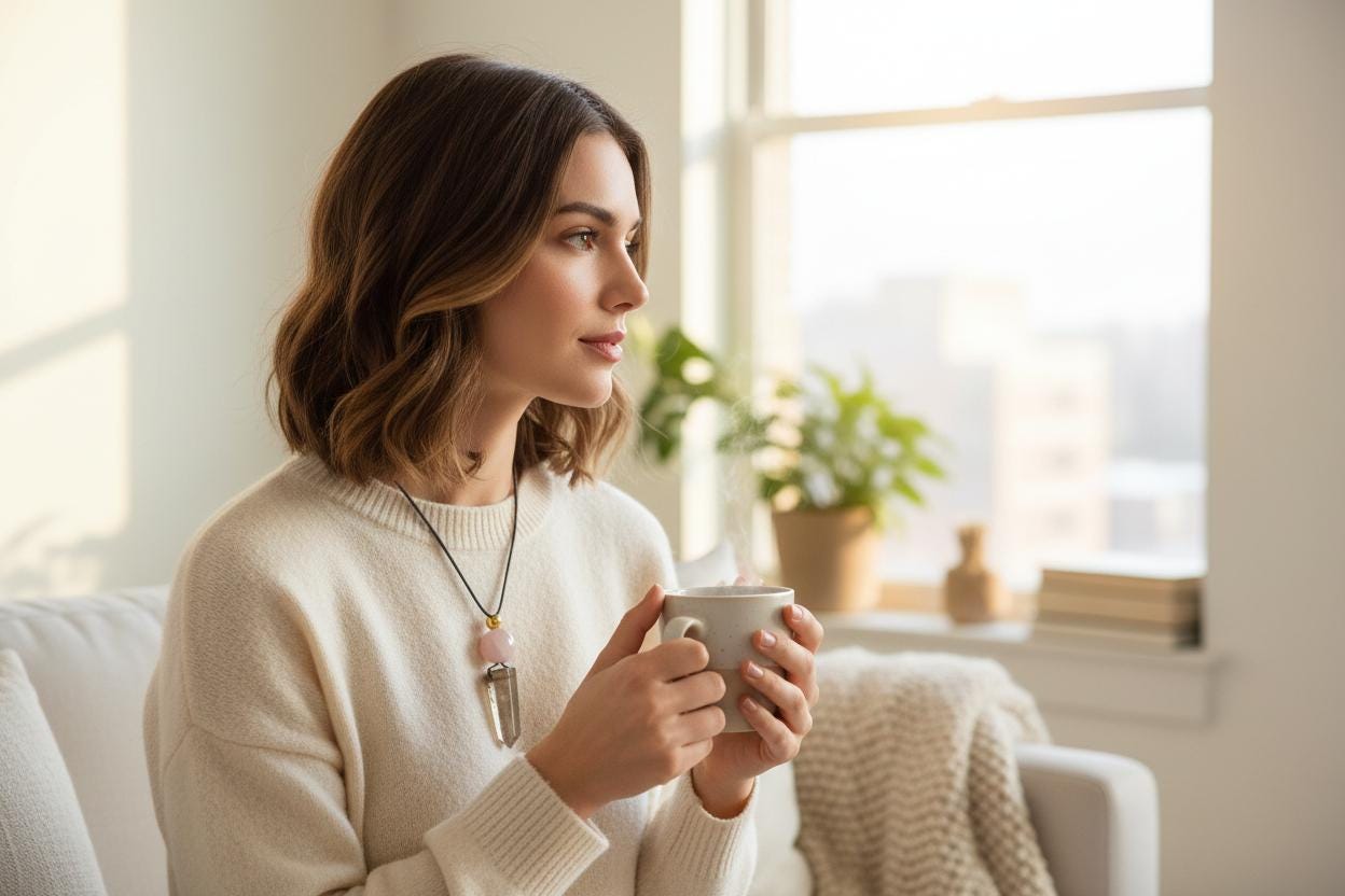 Chunky Smoky Quartz Point Necklace, Geometric Rose Quartz Pendant, Natural Crystal Jewelry, Adjustable Leather #2583