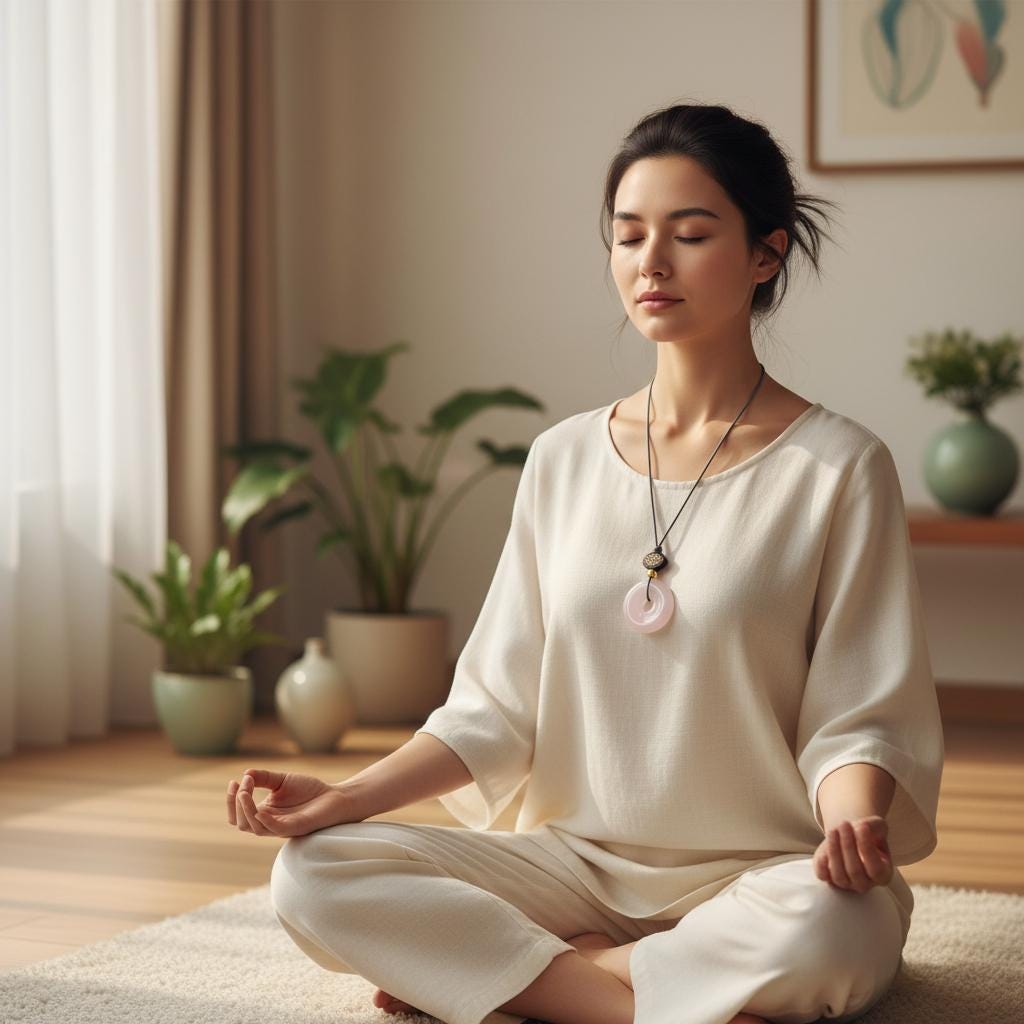 Rose Quartz Necklace Lotus Sandalwood Pendant Natural Crystal Chunky Peace Buckle Jewelry for Women Men Gift Adjustable Leather Cord