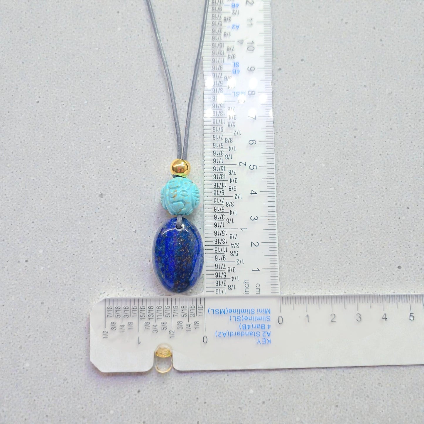 Lapis Lazuli Necklace Turquoise Natural Crystal Chunky Stone Jewelry for Men Women Protection Talisman Adjustable Leather Cord
