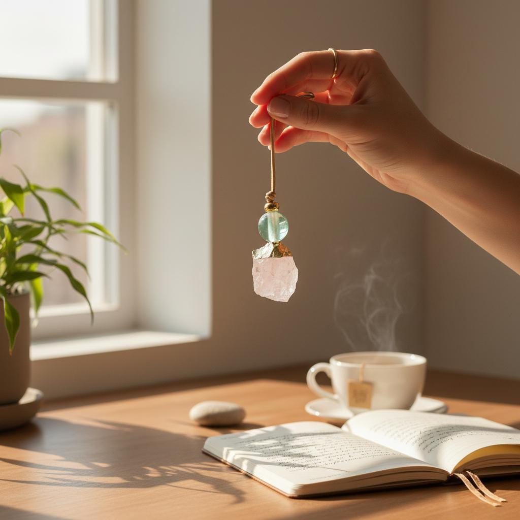 Rose Quartz Necklace, Raw Fluorite Chunky Crystal Pendant, Pink Stone Spiritual Jewelry, Love Healing Gift, adjustable leather cord