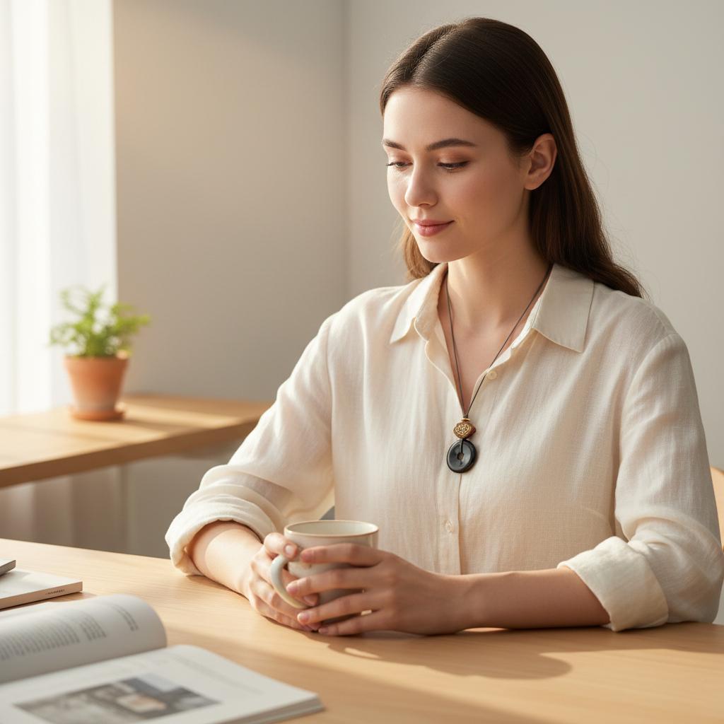 Geometric Black Obsidian Donut Pendant for Protection, Chunky Natural Obsidian Necklace with Sandalwood Lotus, Adjustable cord 24" #2563