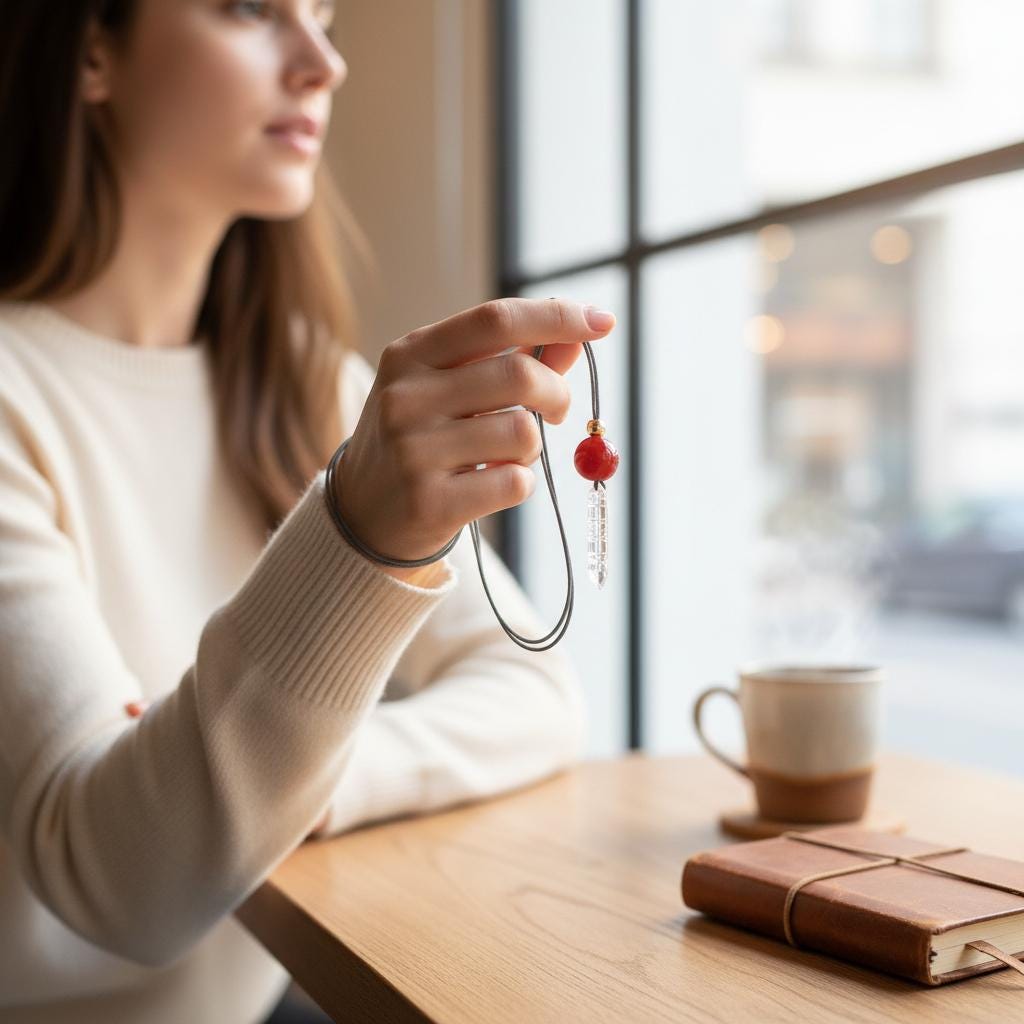 Clear Quartz Necklace Crystal Pen Point Pendant, Red Carnelian Natural Gemstone Chunky Geometric Jewelry, Adjustable Leather Cord