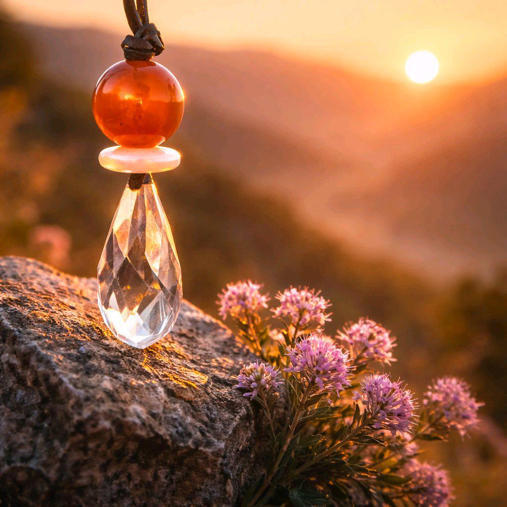 Red Carnelian Necklace Clear Quartz Pendant Geometric Chunky Crystal Jewelry for Men Women, Adjustable Leather Cord Birthstone Gift