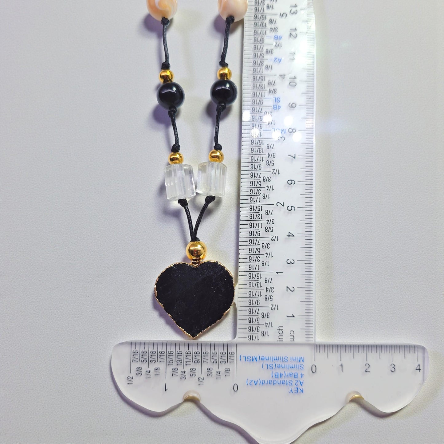 Black Tourmaline Necklace Heart Crystal Protection Jewelry for Her Chunky Raw Stone Pendant Gift with Adjustable Chain