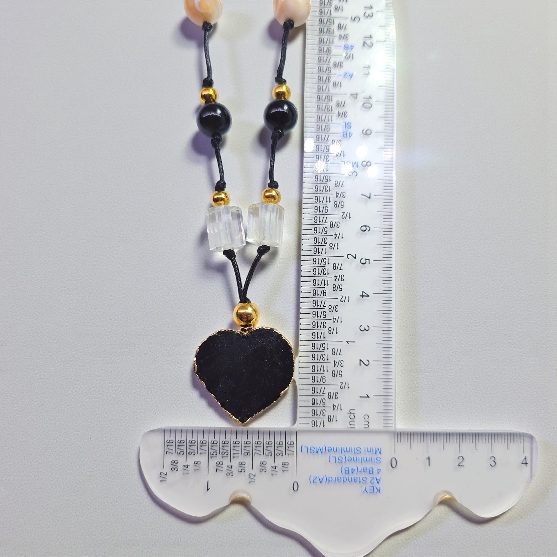 Black Tourmaline Necklace Heart Crystal Protection Jewelry for Her Chunky Raw Stone Pendant Gift with Adjustable Chain