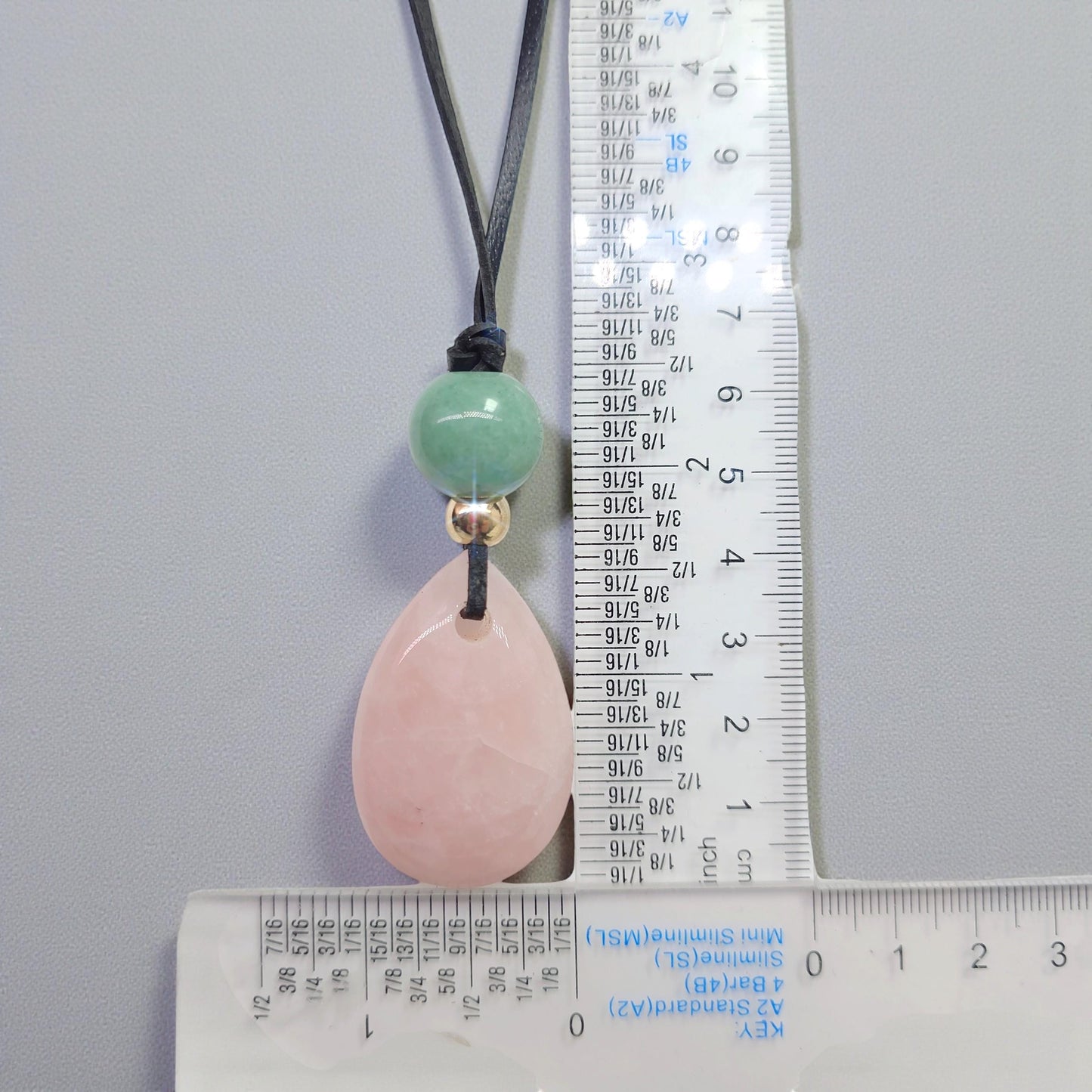 Rose Quartz Necklace Natural Aventurine Crystal Healing Jewelry for Her Unique Chunky Teardrop Pendant with Adjustable Vegan Cord