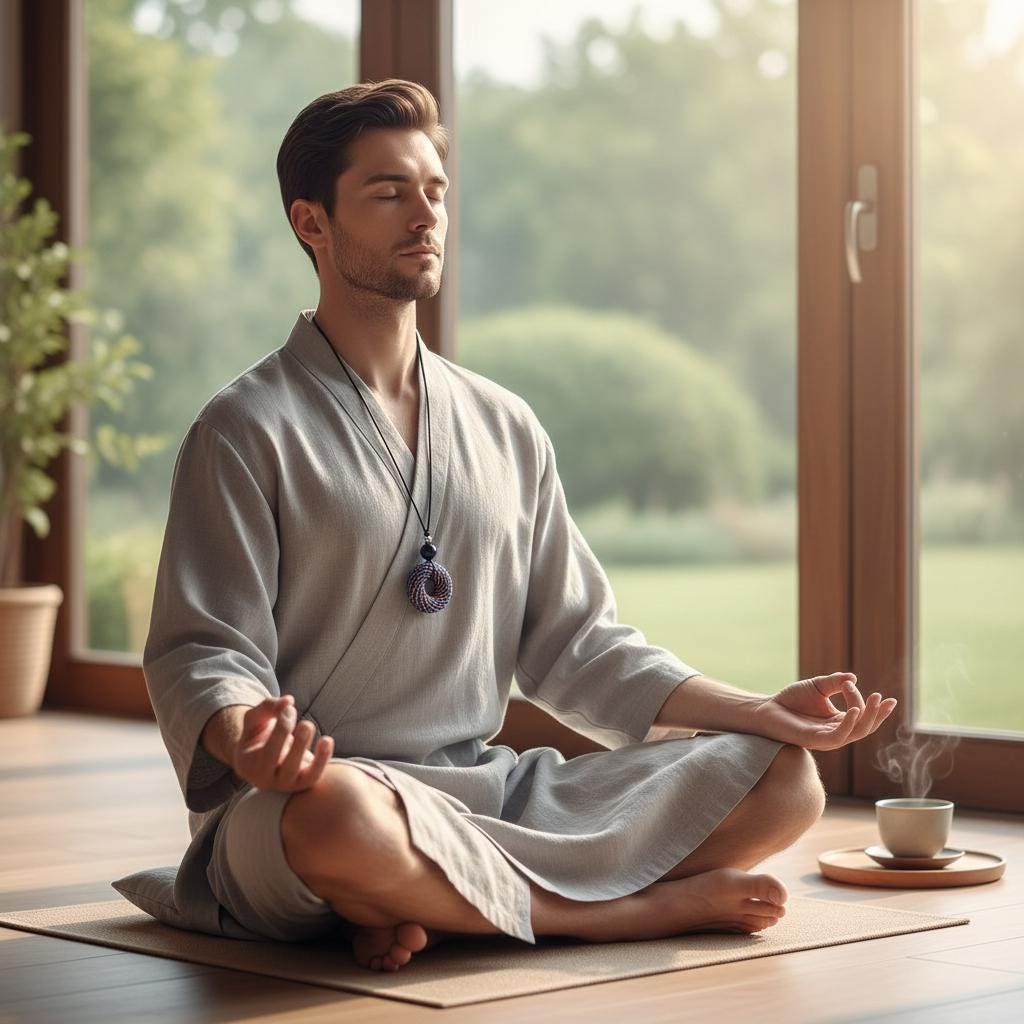 Rodin Coil Orgone Pendant Necklace, Chunky Lapis Lazuli Reiki Jewelry, Meditation Protection Gift, Adjustable Vegan Cord