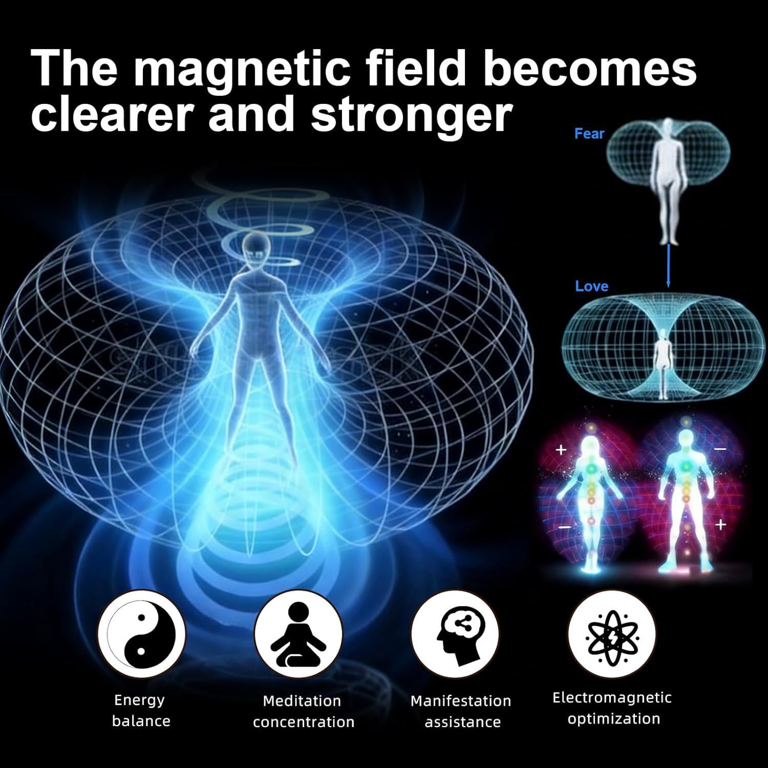 Rodin Coil Orgone Pendant Necklace, Chunky Lapis Lazuli Reiki Jewelry, Meditation Protection Gift, Adjustable Vegan Cord