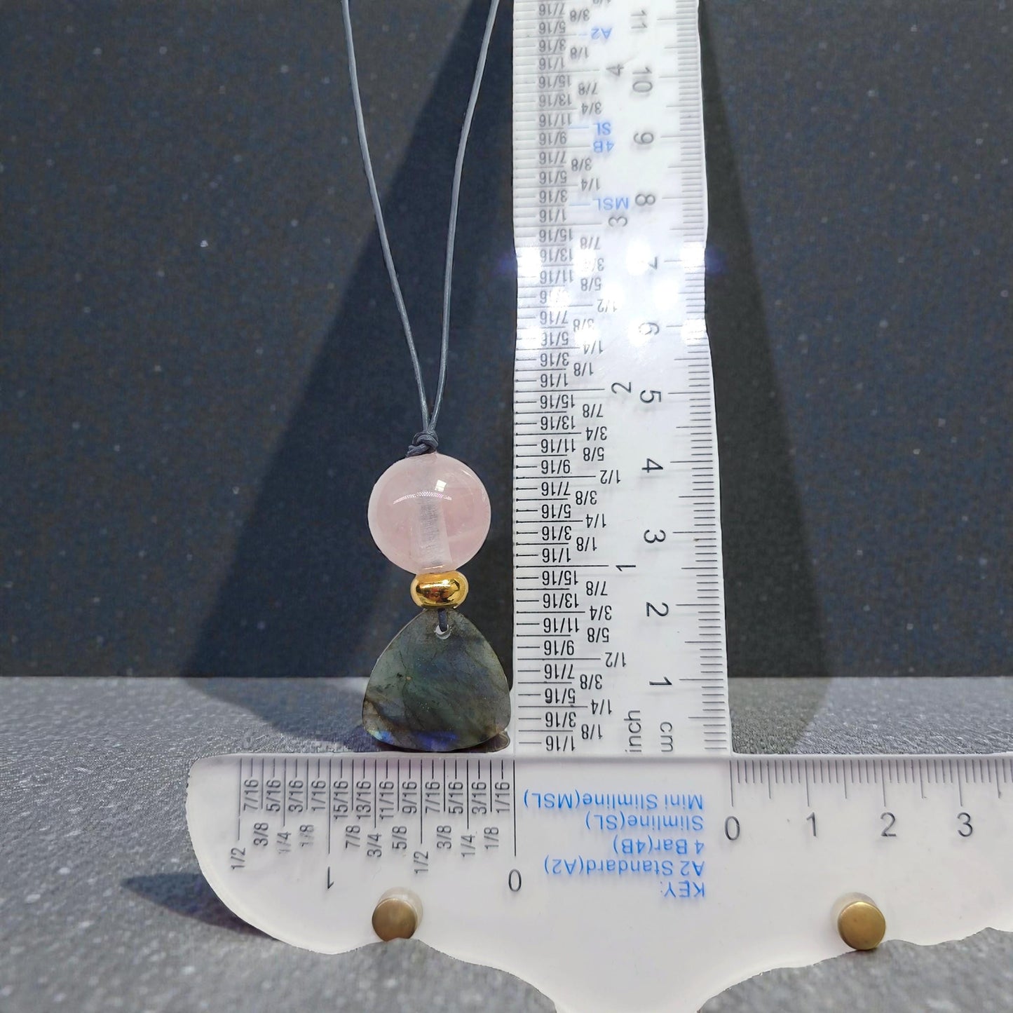 Labradorite Rose Quartz Necklace Natural Crystal Chunky Stone Jewelry for Women Spiritual Protection Adjustable Leather Cord up to 24 inches