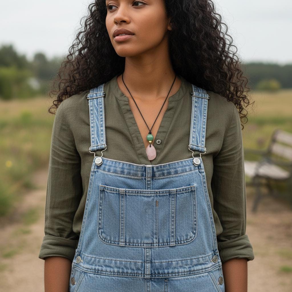 Rose Quartz Necklace Natural Aventurine Crystal Healing Jewelry for Her Unique Chunky Teardrop Pendant with Adjustable Vegan Cord