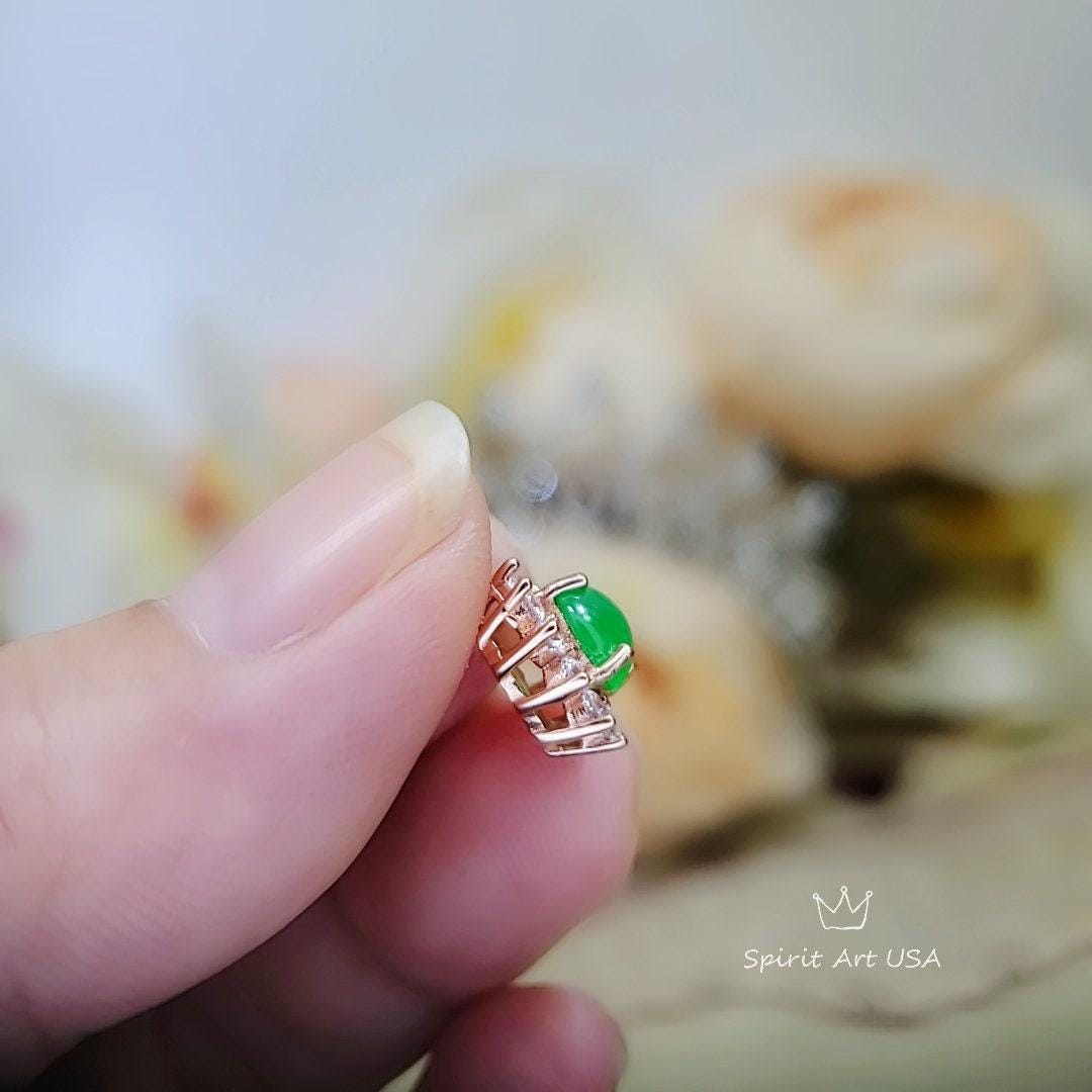 Rose Gold Green Jade Necklace Tiny Diamond Sunflower Sterling Silver Princess Diana Style Green Jade Pendant Jewelry 1077