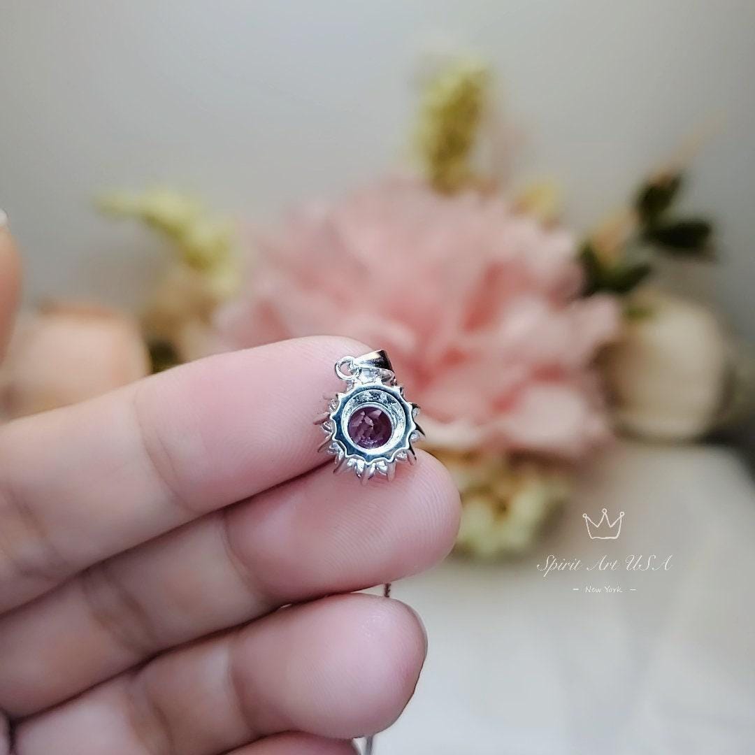 Genuine Amethyst Necklace - Tiny Princess Diana Style 6MM Natural Amethyst Yoga Zen Simple Solitaire February birthstone Jewelry 1108