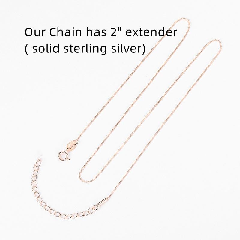 a necklace with a 2-inch extender (solid sterling silver) and a clasp.