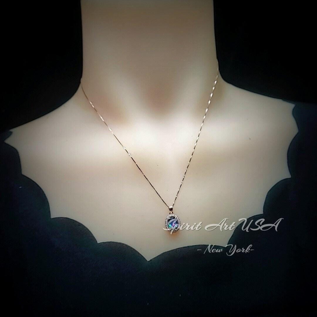 Rainbow Mystic Topaz Necklace - Rose gold coated Sterling Silver - Oval Cut Mystic Topaz Pendant 052