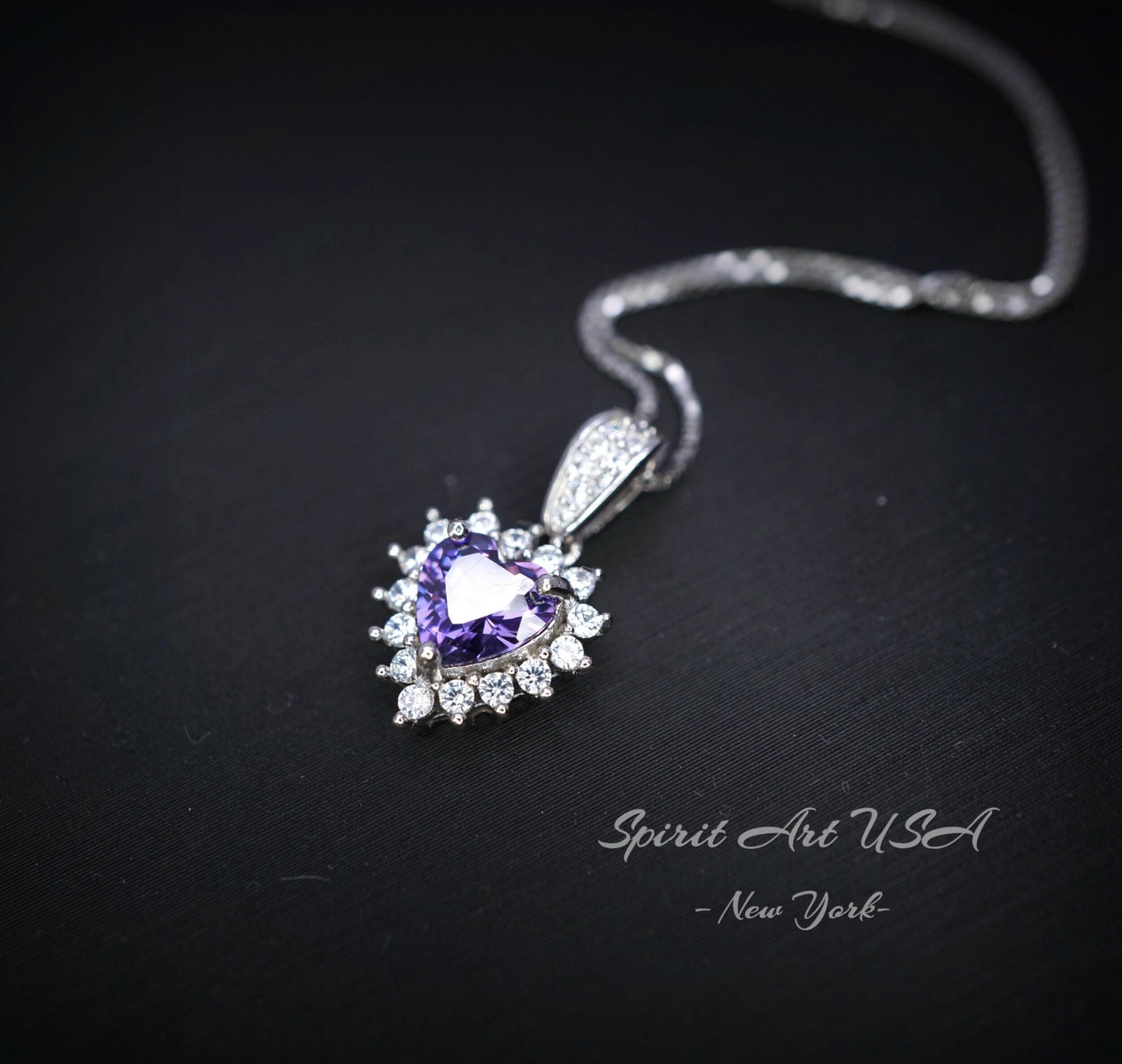 Tiny Natural Amethyst Necklace - Genuine Amethyst Heart Pendant 18k Sterling Silver- Minimalist February Birthstone 012