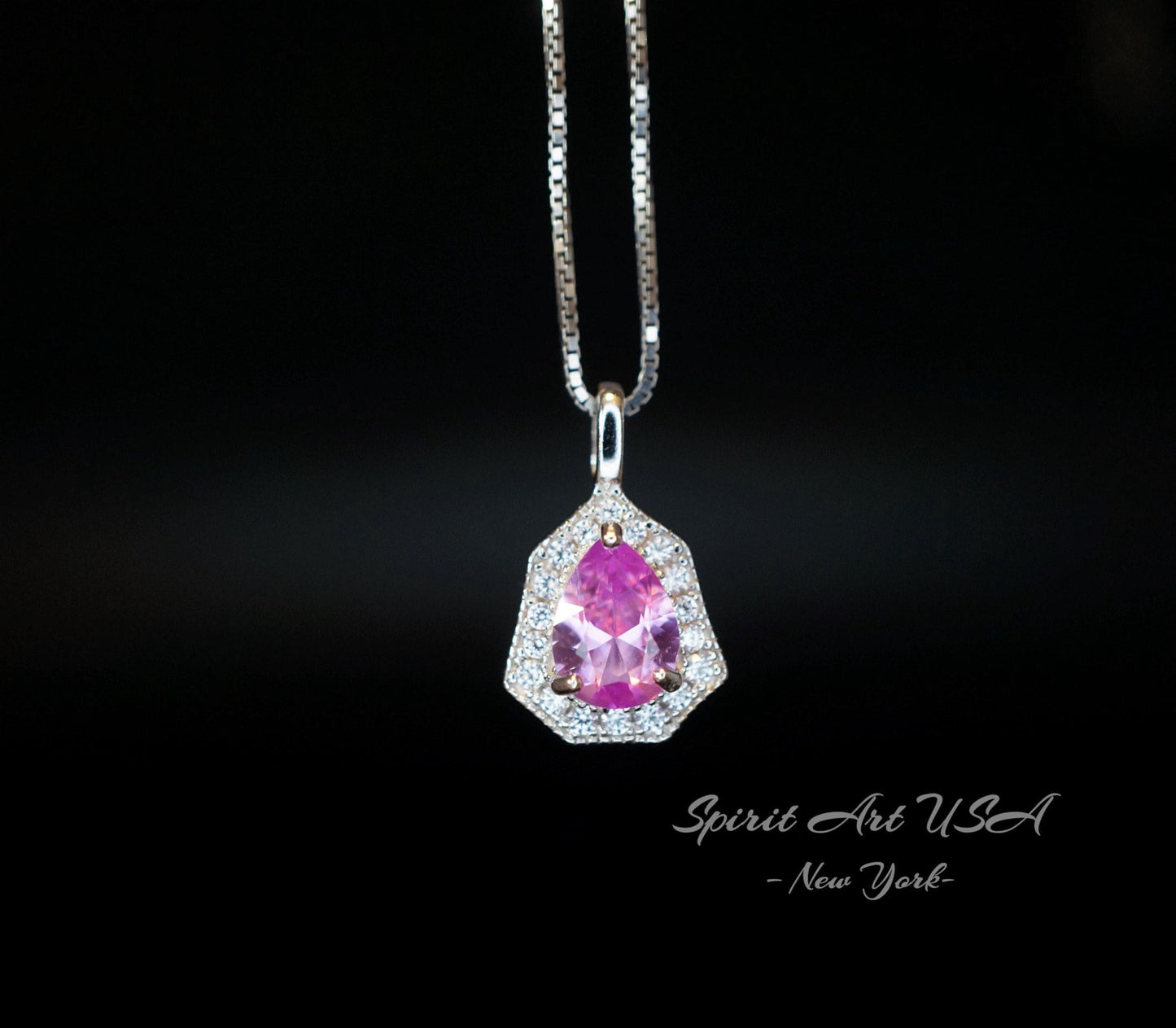 Tiny Pink Tourmaline Pendant Necklace - Minimalist Gemstone Jewelry - 18KGP Sterling Silver 120