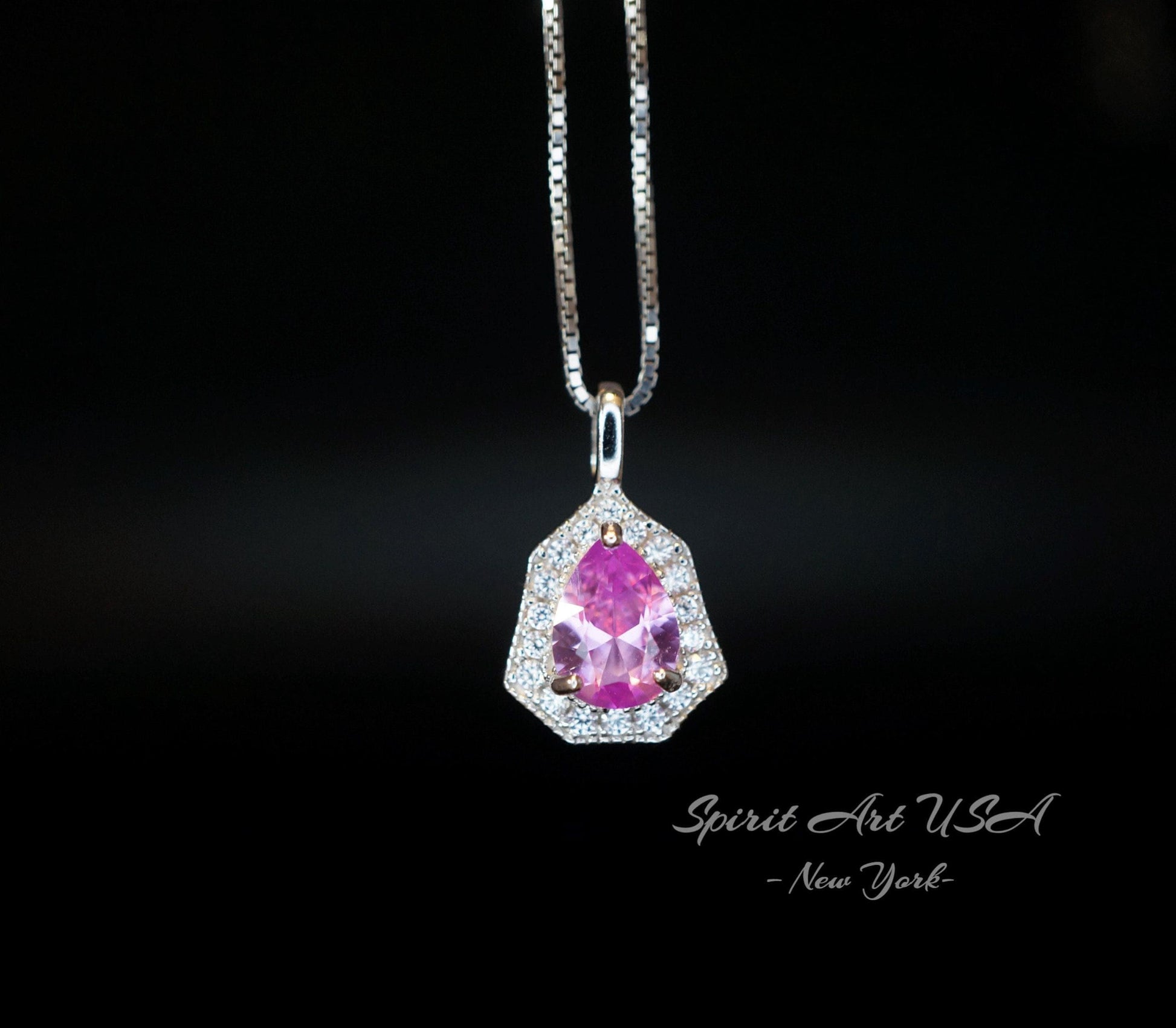 Tiny Pink Tourmaline Pendant Necklace - Minimalist Gemstone Jewelry - 18KGP Sterling Silver 120