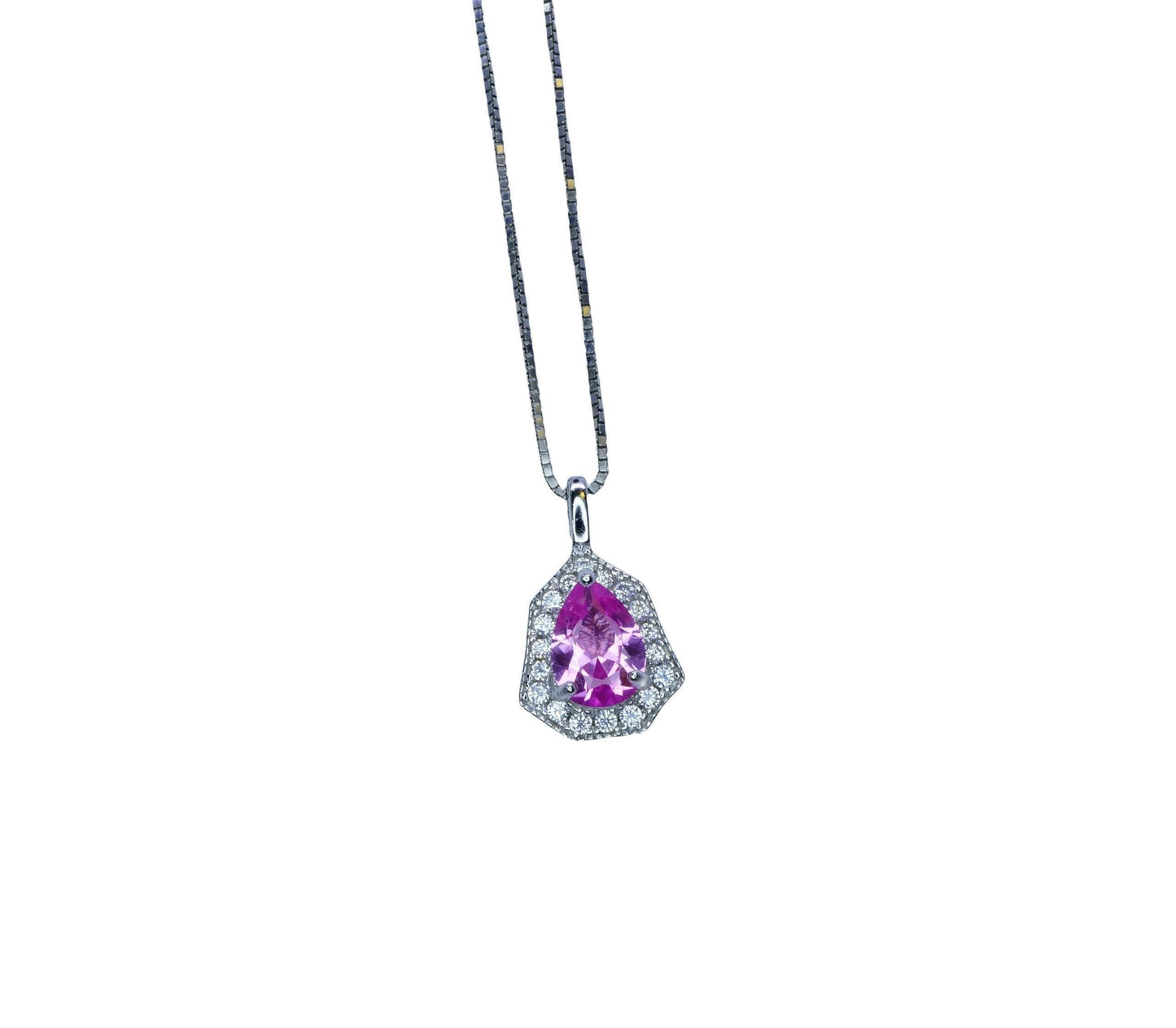 Tiny Pink Tourmaline Pendant Necklace - Minimalist Gemstone Jewelry - 18KGP Sterling Silver 120
