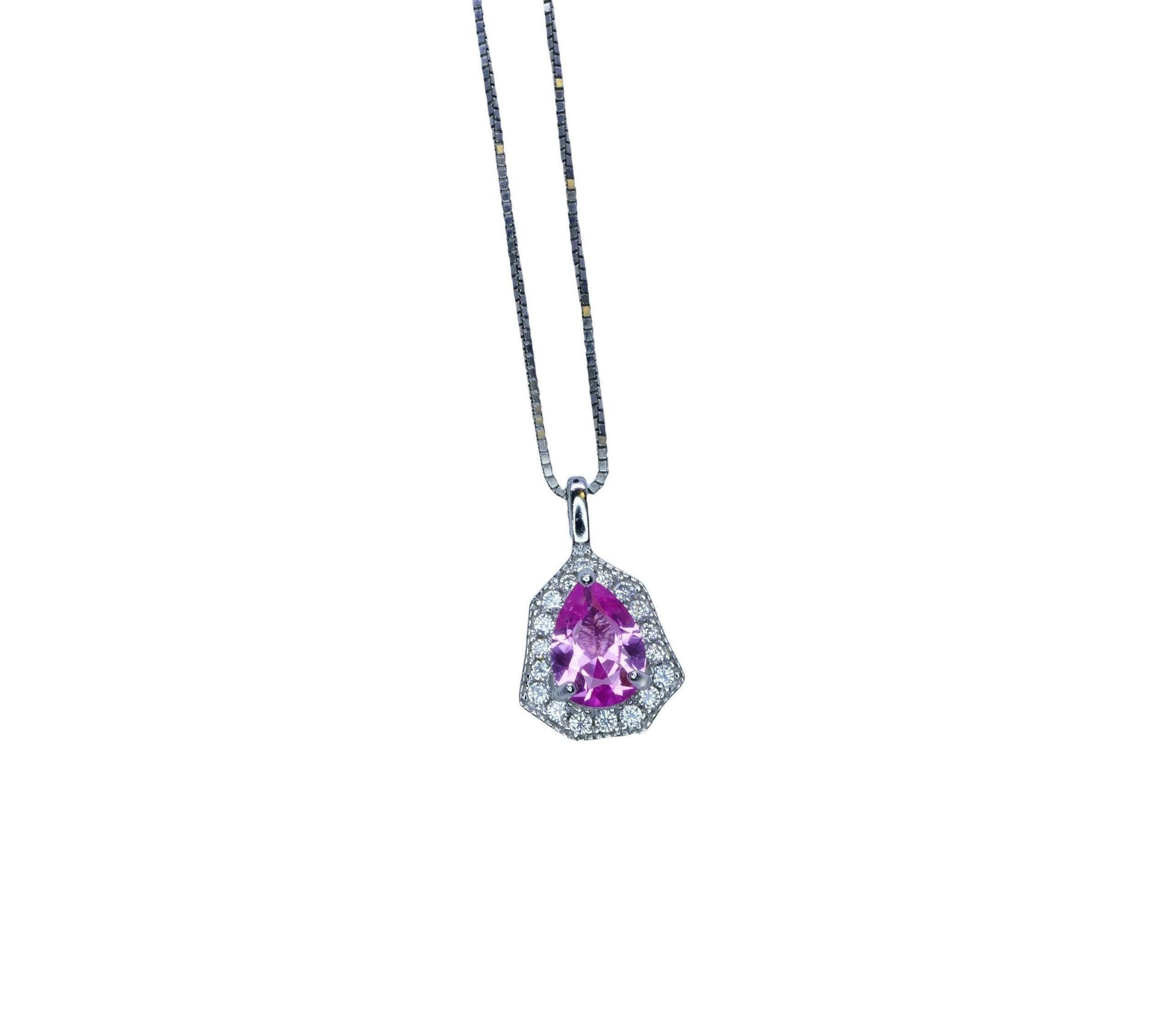 Tiny Pink Tourmaline Pendant Necklace - Minimalist Gemstone Jewelry - 18KGP Sterling Silver 120
