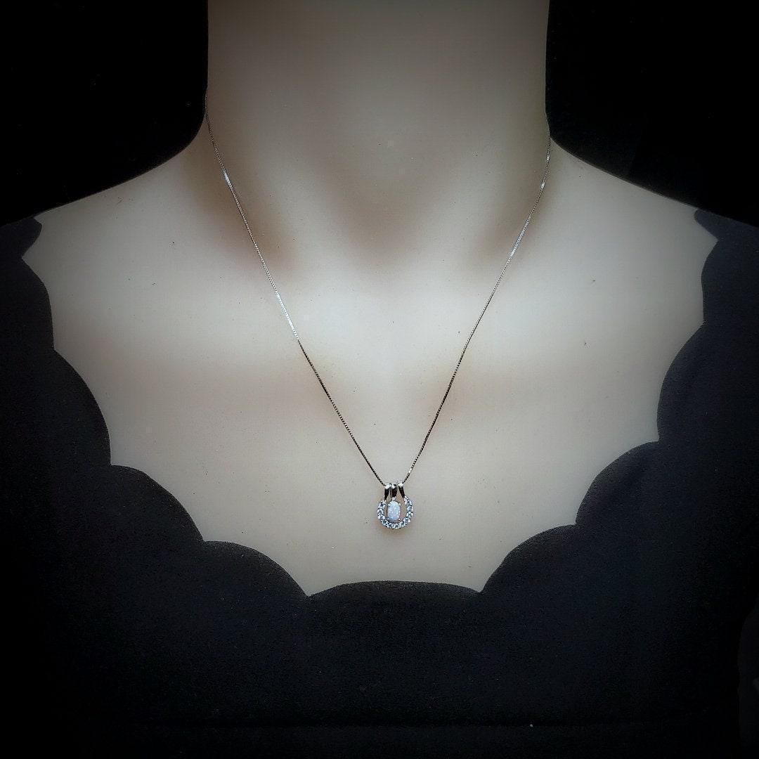 Opal Necklace - Tiny Horse shoe Pendant - 18KGP @ Sterling Silver - Mini Small Opal Jewelry Pendant horseshoe jewelry #186