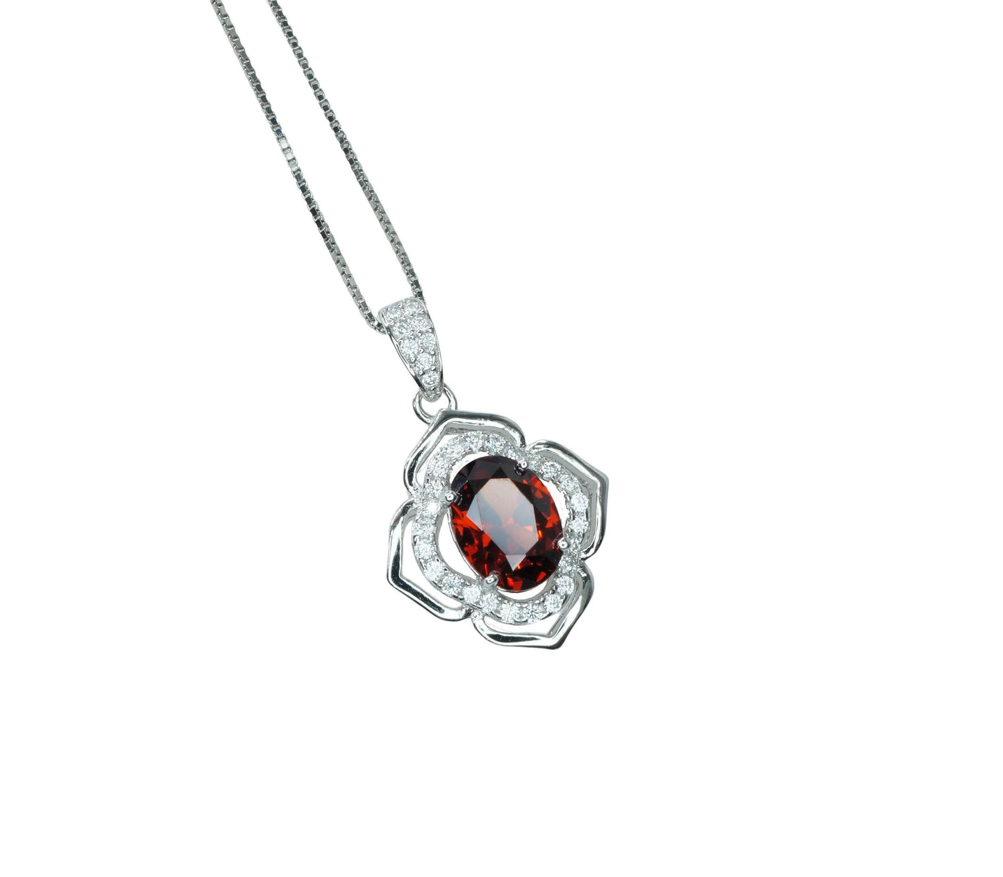 Blue Sapphire Pendant Sterling Silver Gemstone Flower OF Life Ruby Necklace - Birthstone Pink Sapphire Sunstone garnet Citrine Jewelry 192