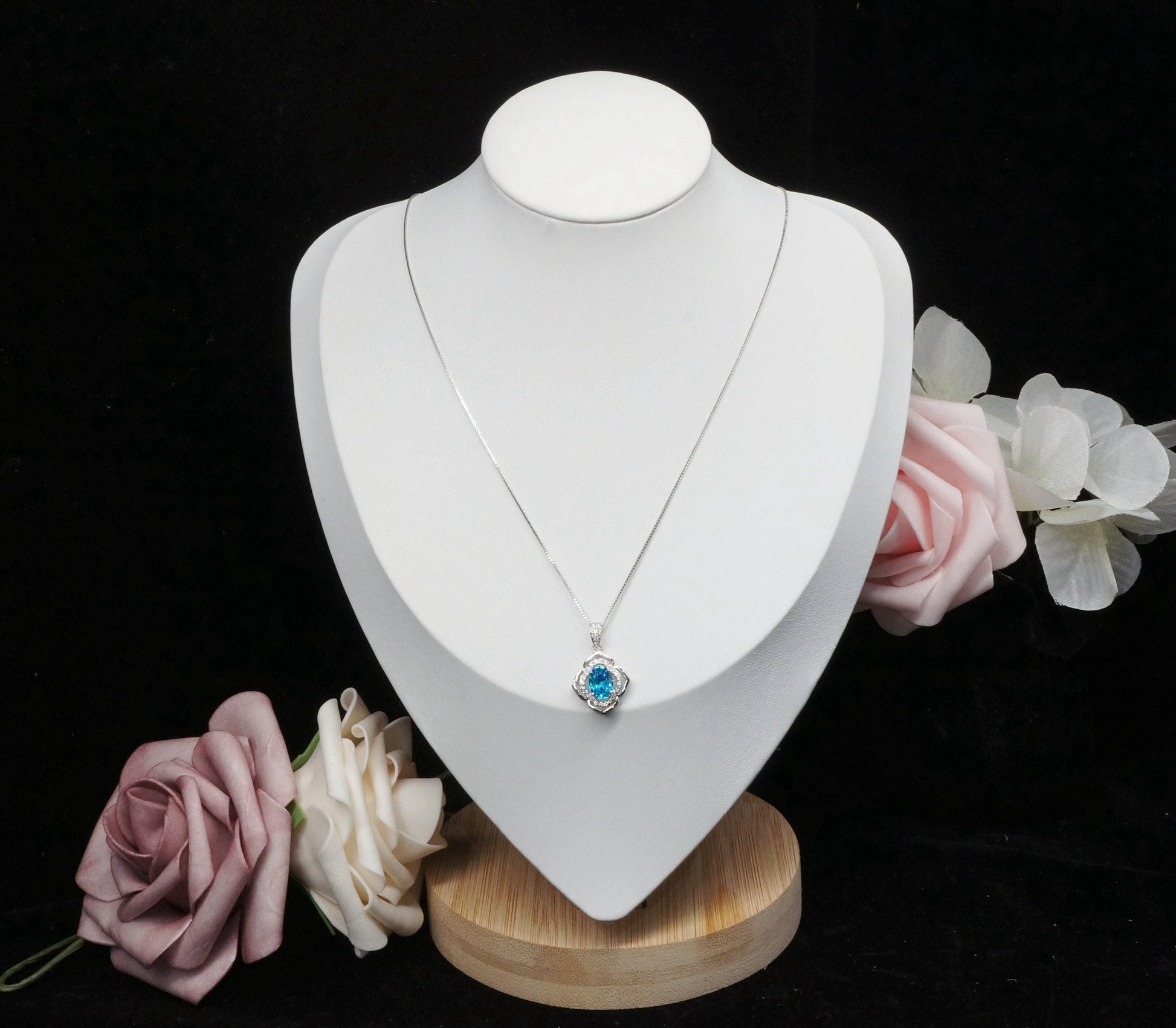 Blue Sapphire Pendant Sterling Silver Gemstone Flower OF Life Ruby Necklace - Birthstone Pink Sapphire Sunstone garnet Citrine Jewelry 192