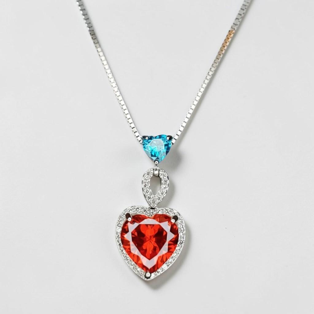 Sunstone Sun stone necklace Double Heart Orange Gemstone Necklace - Sterling Silver Adjustable Chain jewelry #738