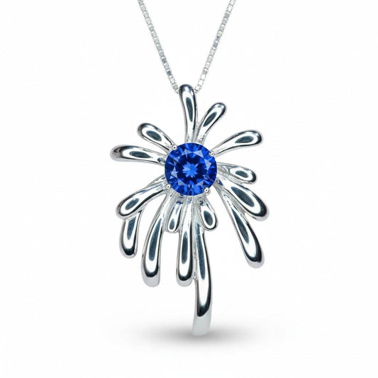 Firework Blue Tanzanite Necklace - Tanzanite Pendant - 18KGP @ Sterling Silver - December Birthstone - Firework Pendant #703