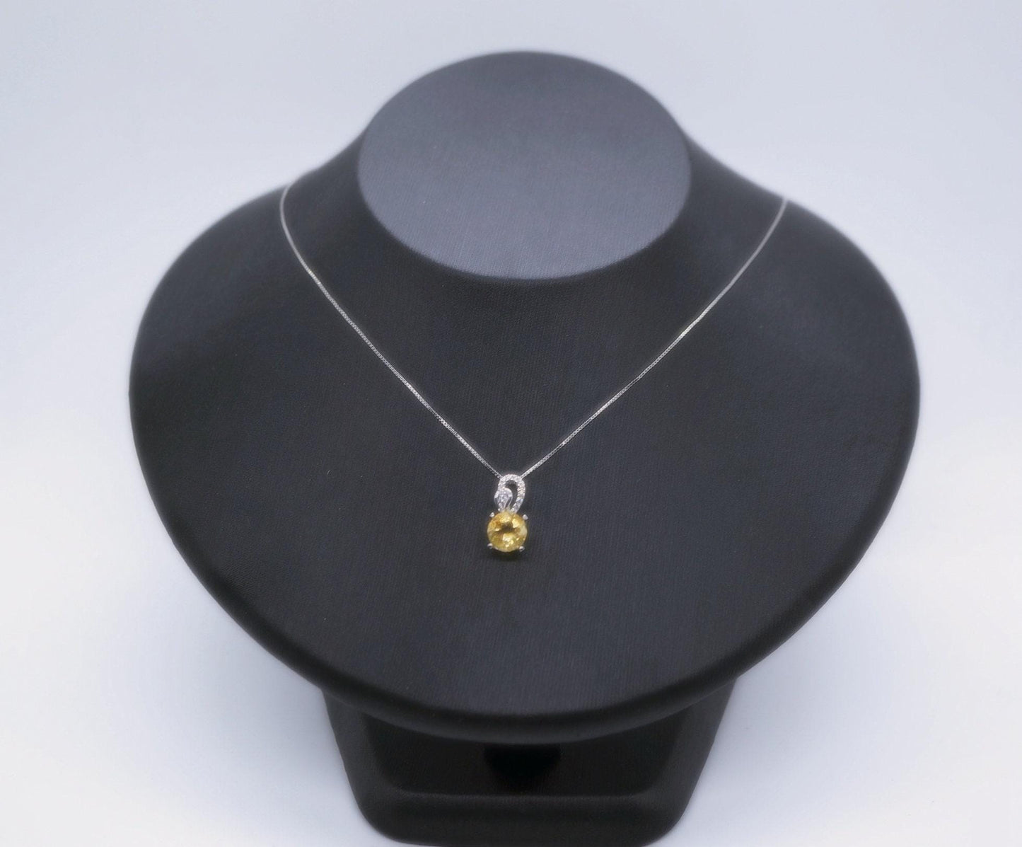 Genuine Citrine Necklace Sterling Silver Single Simple Round Natural Citrine Pendant 1106