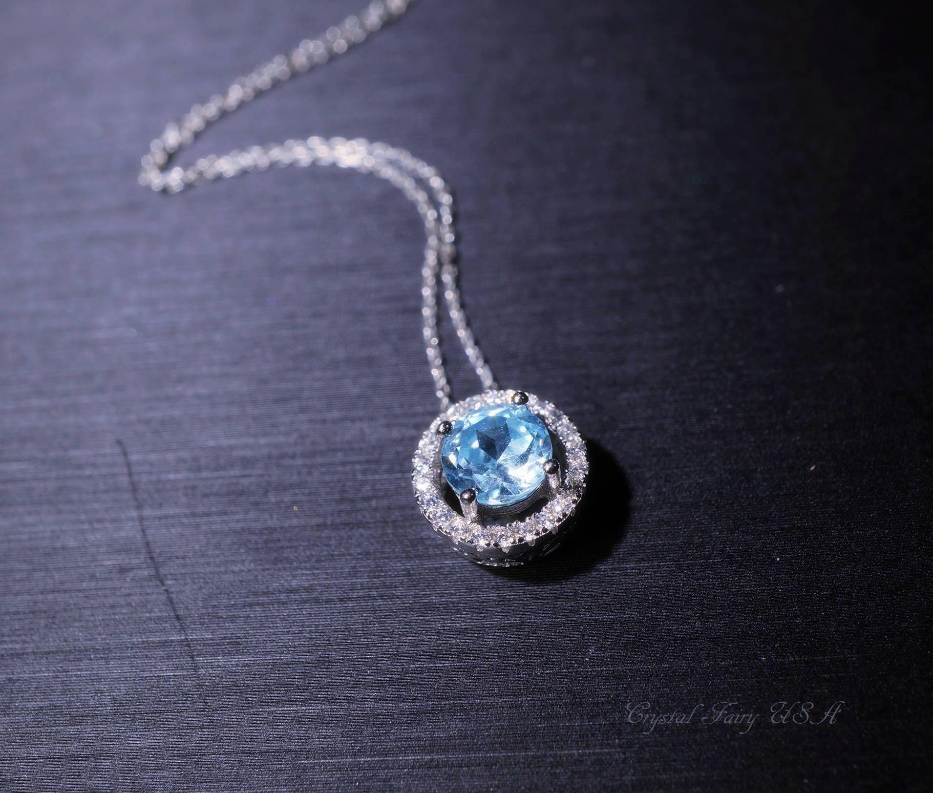 Tiny Blue Aquamarine Choker - 18KGP @ Sterling Silver - Minimalist Aquamarine Necklace 040