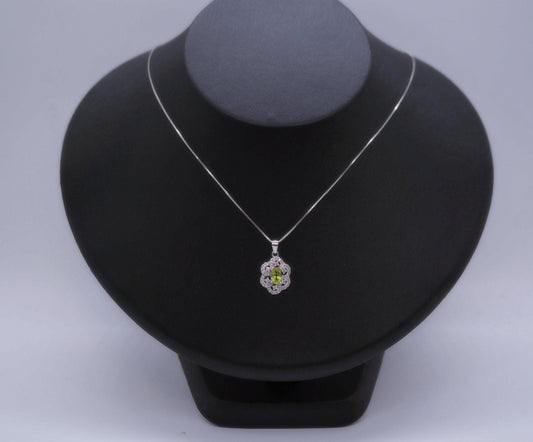 Super Tiny Natural Peridot Necklace Sterling Silver Flower OF Life Green Gemstone August Birthstone Jewelry 1052