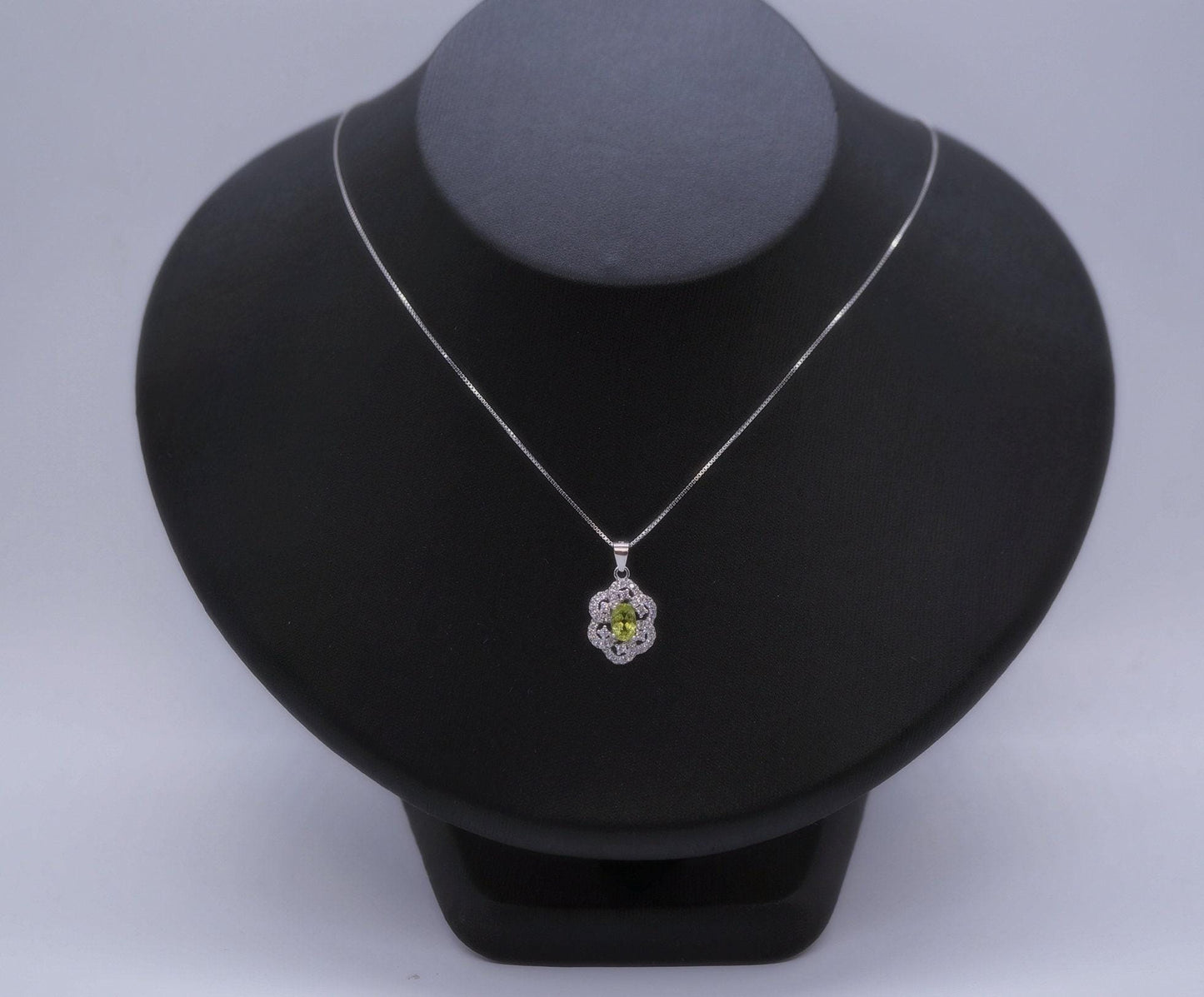 Super Tiny Natural Peridot Necklace Sterling Silver Flower OF Life Green Gemstone August Birthstone Jewelry 1052