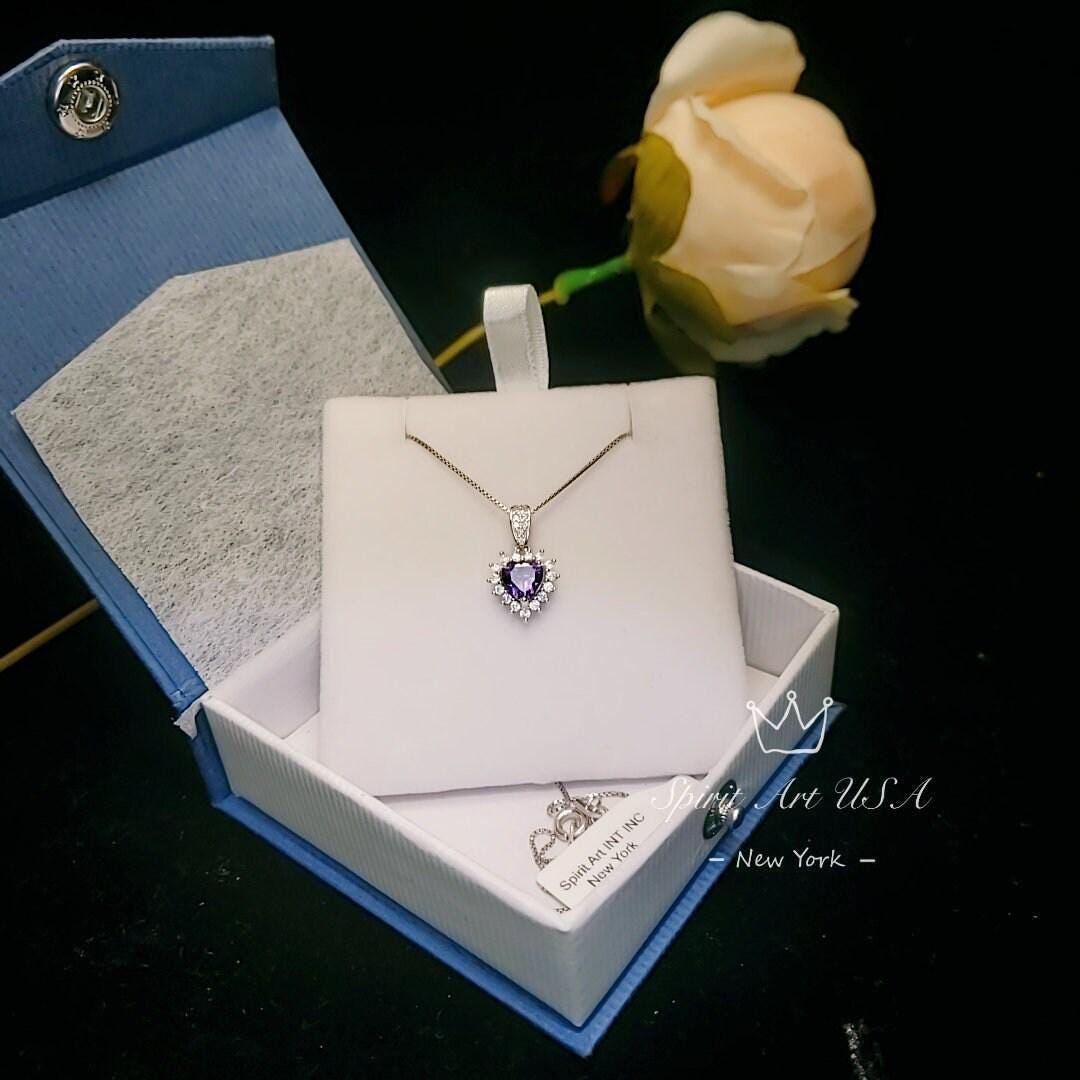 Tiny Natural Amethyst Necklace - Genuine Amethyst Heart Pendant 18k Sterling Silver- Minimalist February Birthstone 012