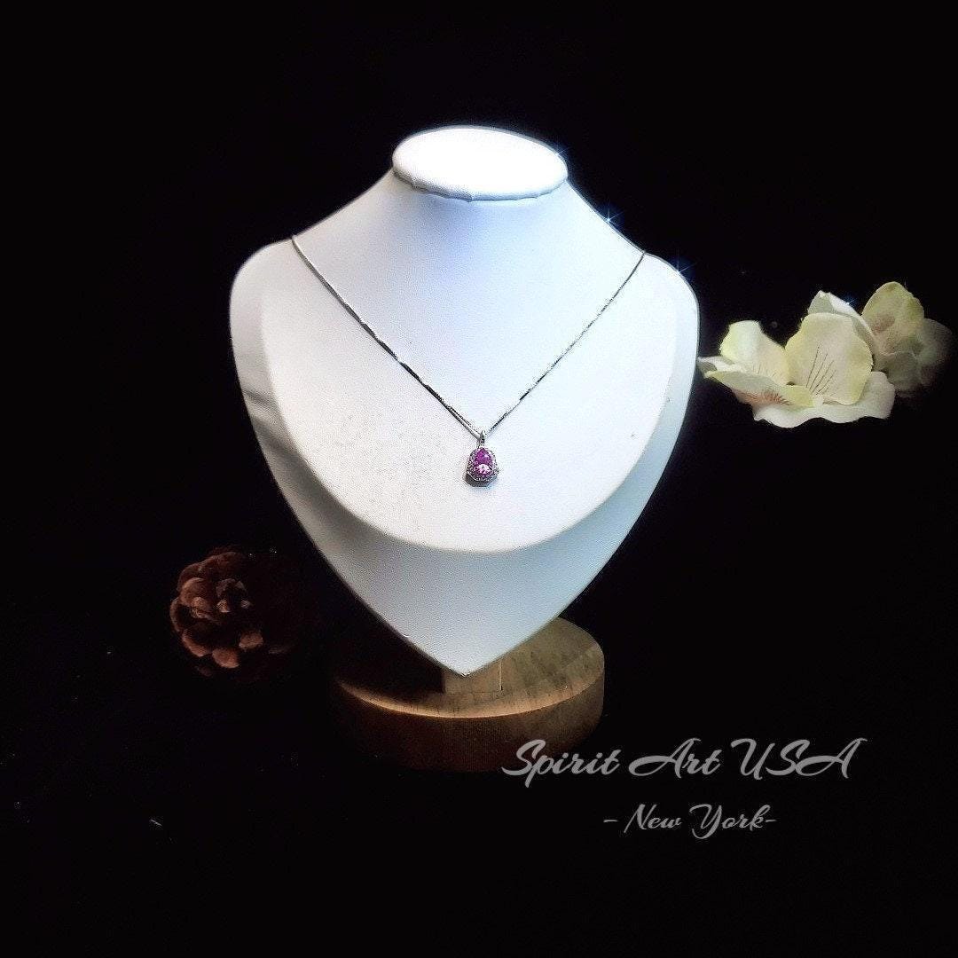 Tiny Pink Tourmaline Pendant Necklace - Minimalist Gemstone Jewelry - 18KGP Sterling Silver 120
