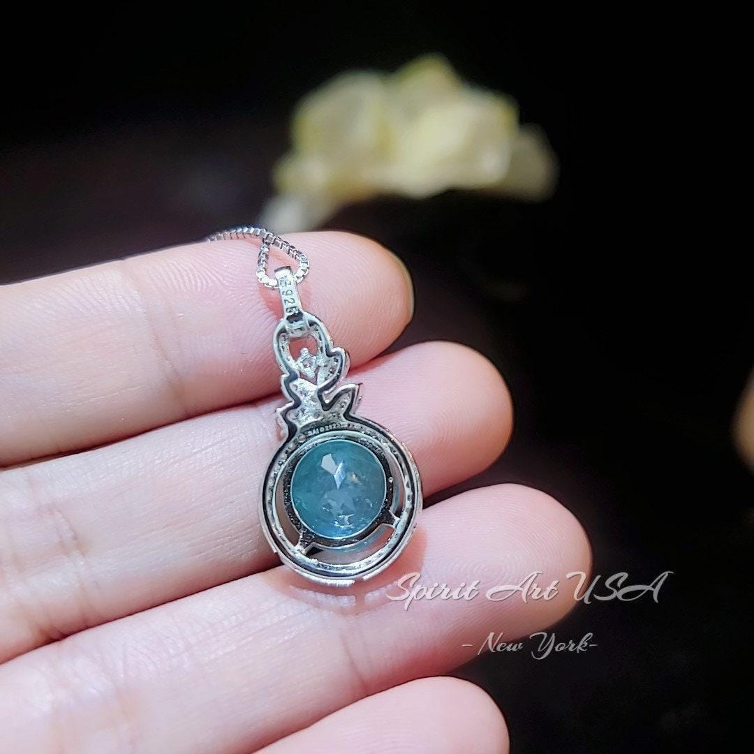 4 CT Blue Paraiba Tourmaline Necklace - 18KGP Sterling Silver - Gemstone Flower Petal - Unique Design Paraiba Pendant #179