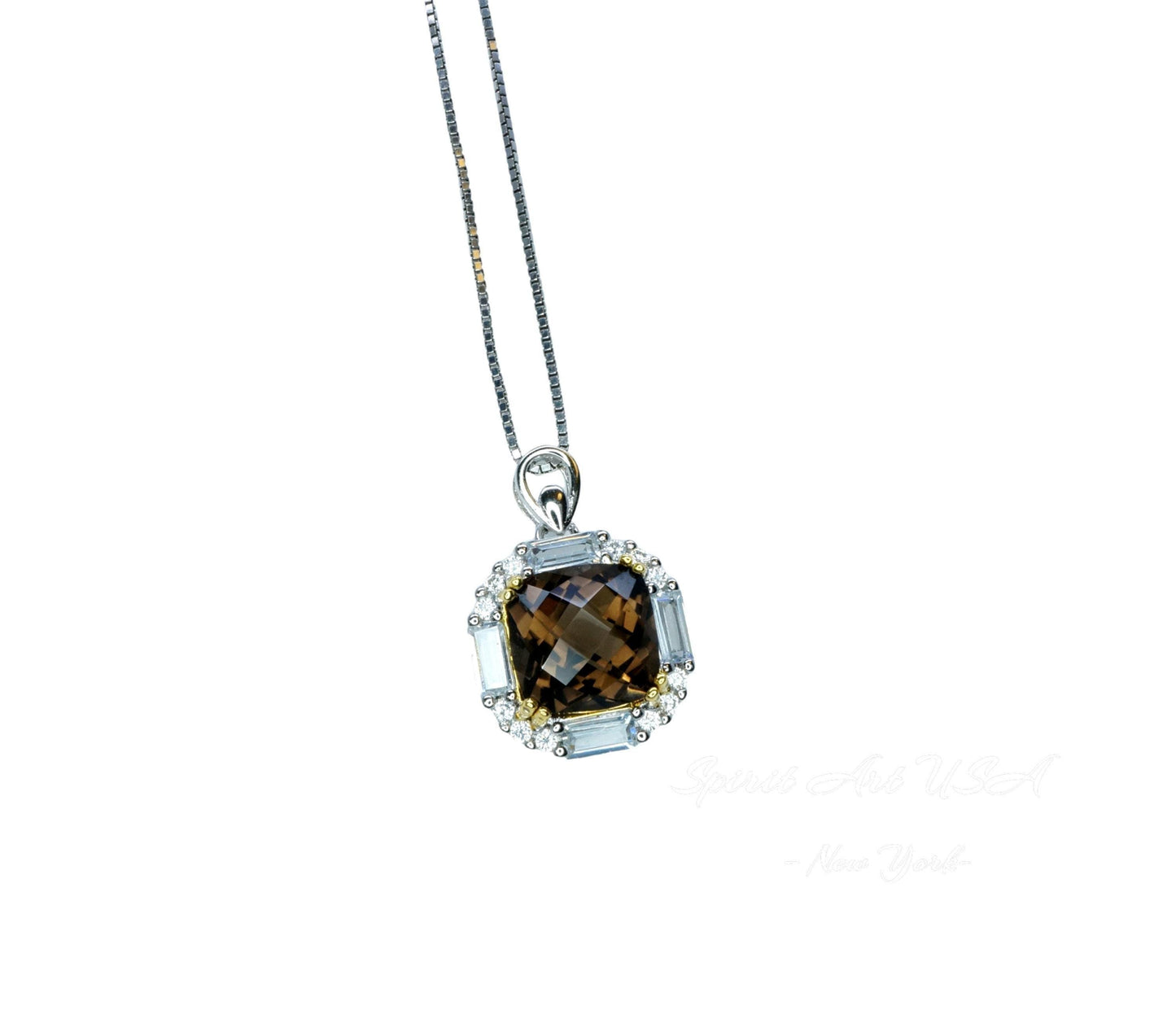 Genuine Smoky Quartz Necklace - 18kgp @ Sterling Silver - Protective Gemstone - Root Chakra Healing - Smoky Quartz Pendant #309