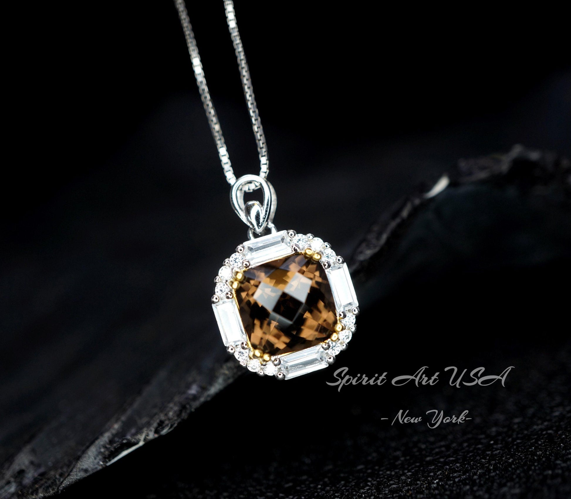 Genuine Smoky Quartz Necklace - 18kgp @ Sterling Silver - Protective Gemstone - Root Chakra Healing - Smoky Quartz Pendant #309