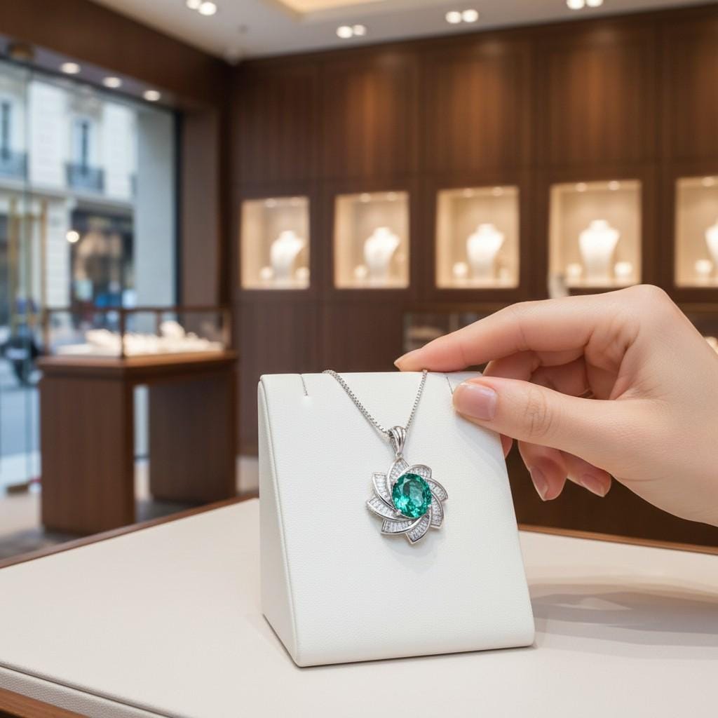 Green Paraiba Tourmaline Necklace 18kGP Sterling Silver Diamond Milky Way Necklace - Spiral Galaxy Energy Vortexes Windmill Pendant 3CT #881
