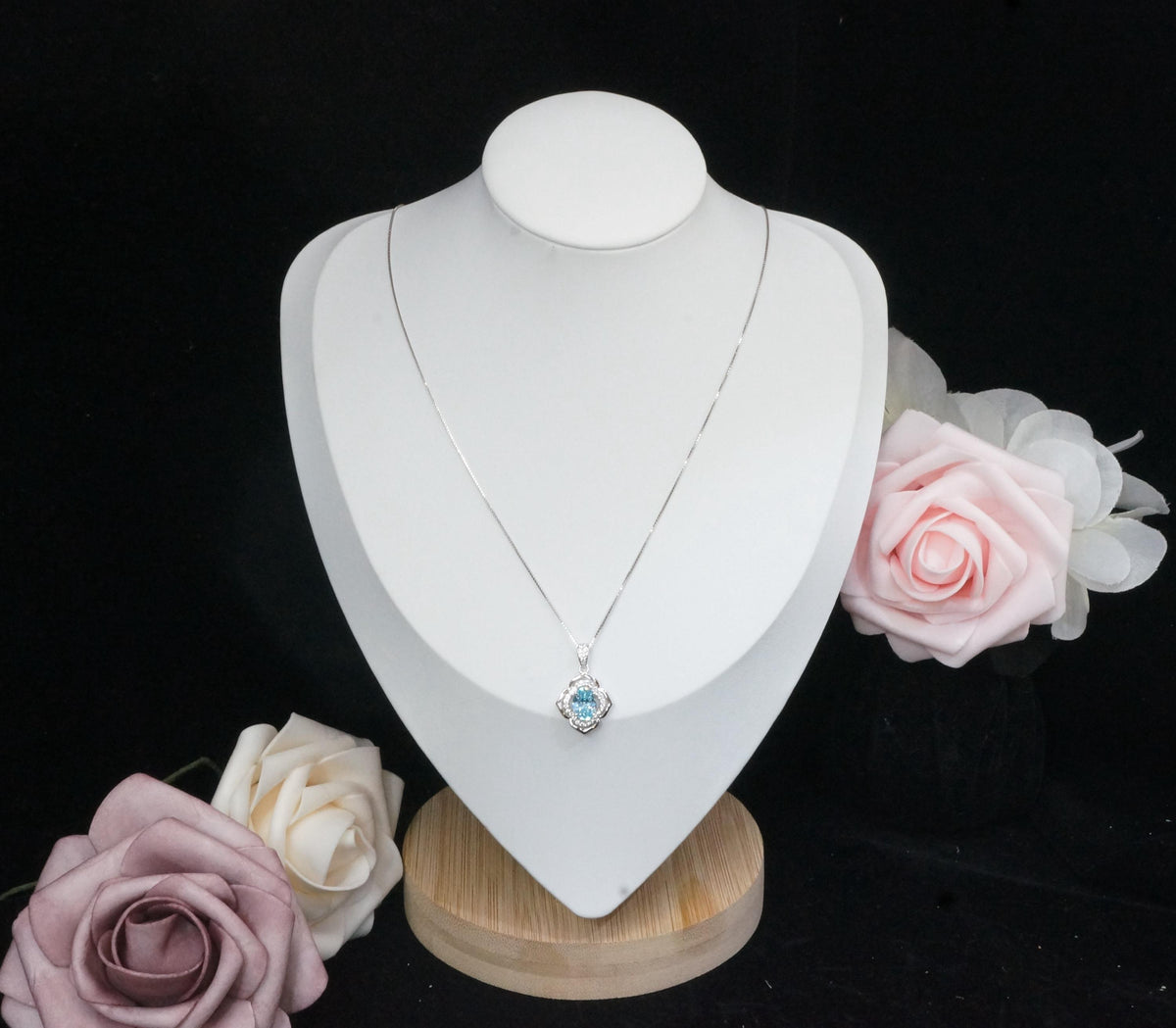 Aquamarine Necklace flower of life jewelry - 18KGP @ Sterling Silver Blue Aquamarine Pendant - Blue Gemstone March Birthstone