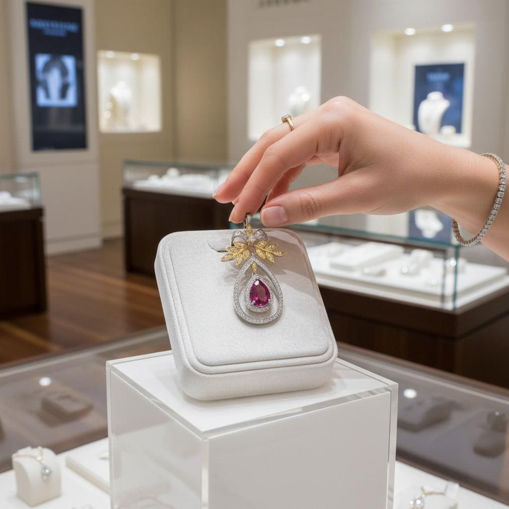 Teardrop Ruby Necklace - the Tree Of Life Pendant - 18KGP @ Sterling Silver - olive branch - 2.5 Ct Pear Cut Ruby Pendant #855